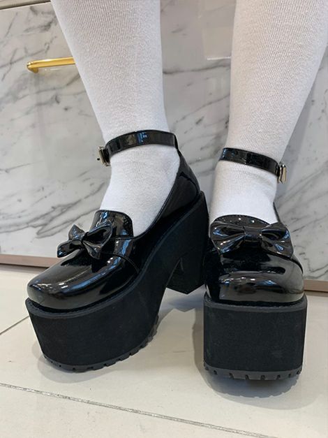 【お取り置き】BUBBLES エナメルバレエシューズ ブラック 厚底 SHOES | sparkling mall online store