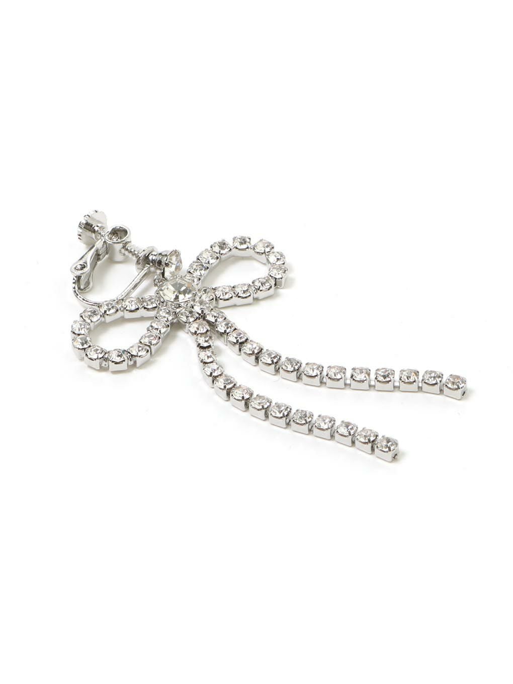 【BUBBLES】ビジューリボンイヤリング