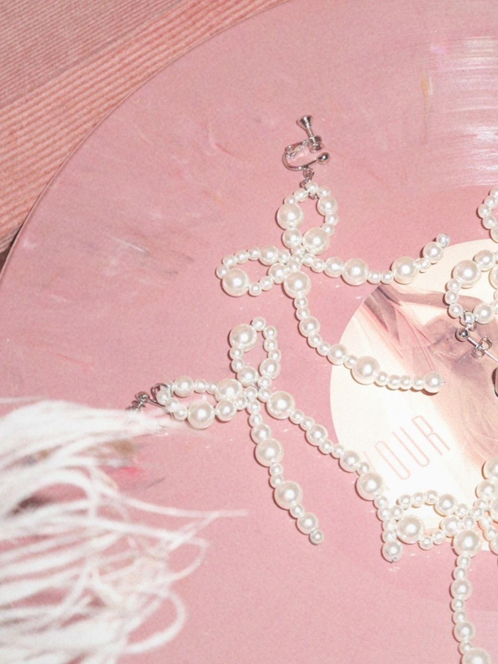 【BUBBLES】リボンパールイヤリング