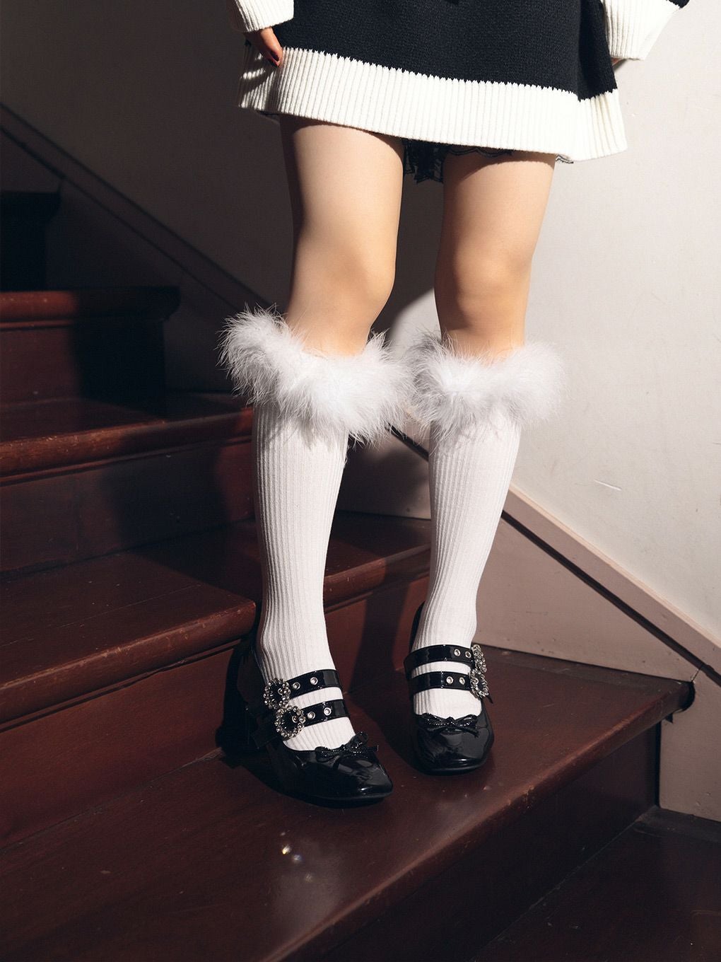 BUBBLES】ファーハイソックス | sparkling mall online store