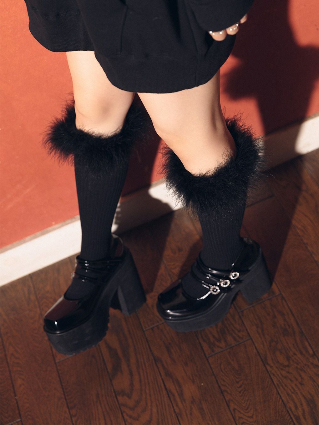 【BUBBLES】ファーハイソックス