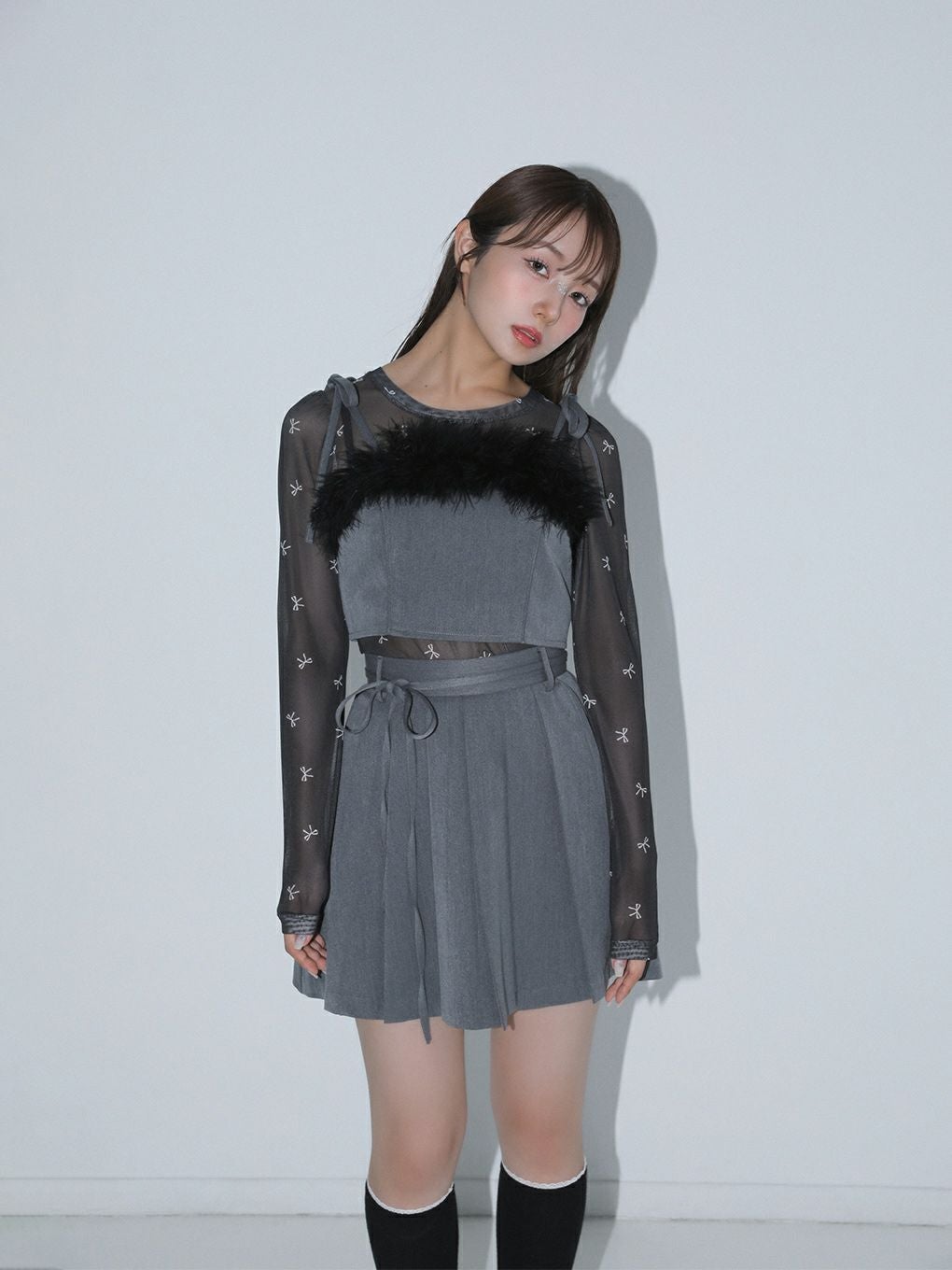 BUBBLES リボンビスチェトップス ブラック BUBBLES】ファービスチェリボントップス | sparkling mall online store
