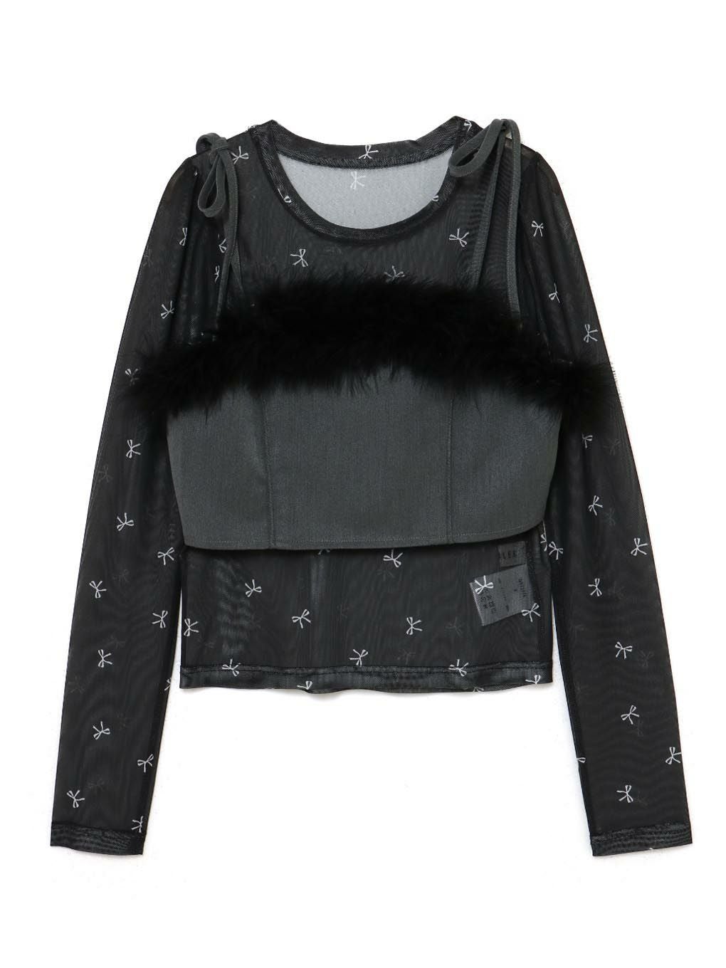 BUBBLES リボンビスチェトップス ブラック BUBBLES】ファービスチェリボントップス | sparkling mall online store