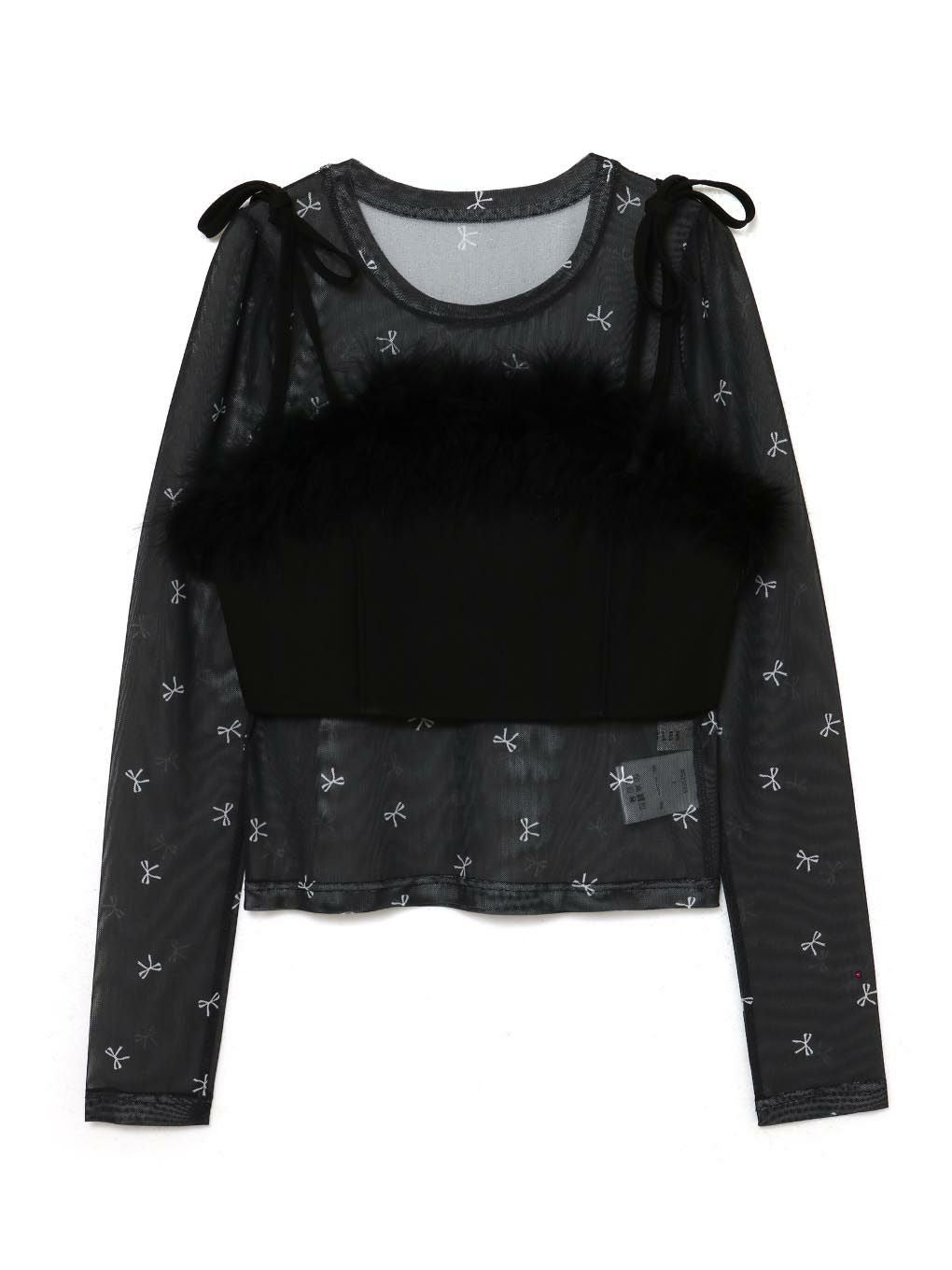 BUBBLES リボンビスチェトップス ブラック BUBBLES】ファービスチェリボントップス | sparkling mall online store