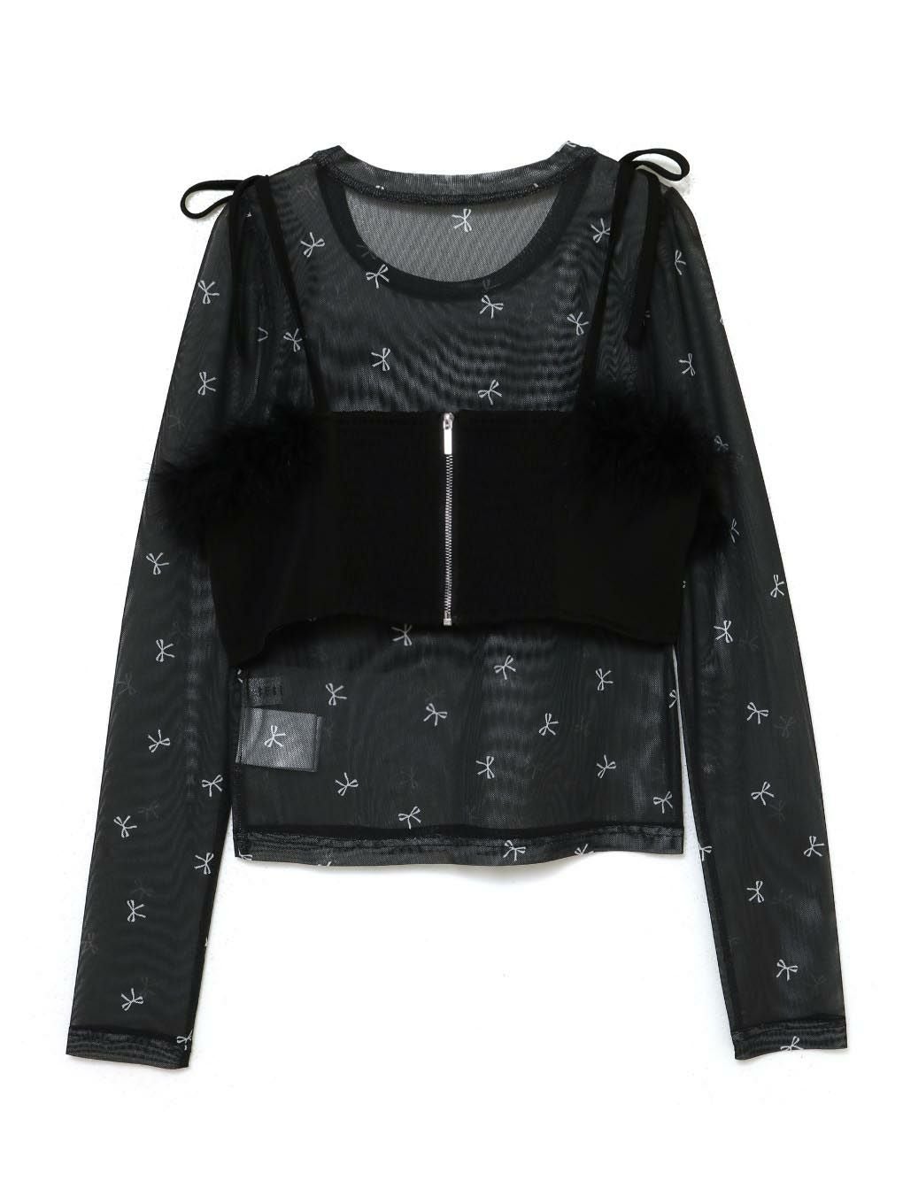 BUBBLES リボンビスチェトップス ブラック BUBBLES】ファービスチェリボントップス | sparkling mall online store