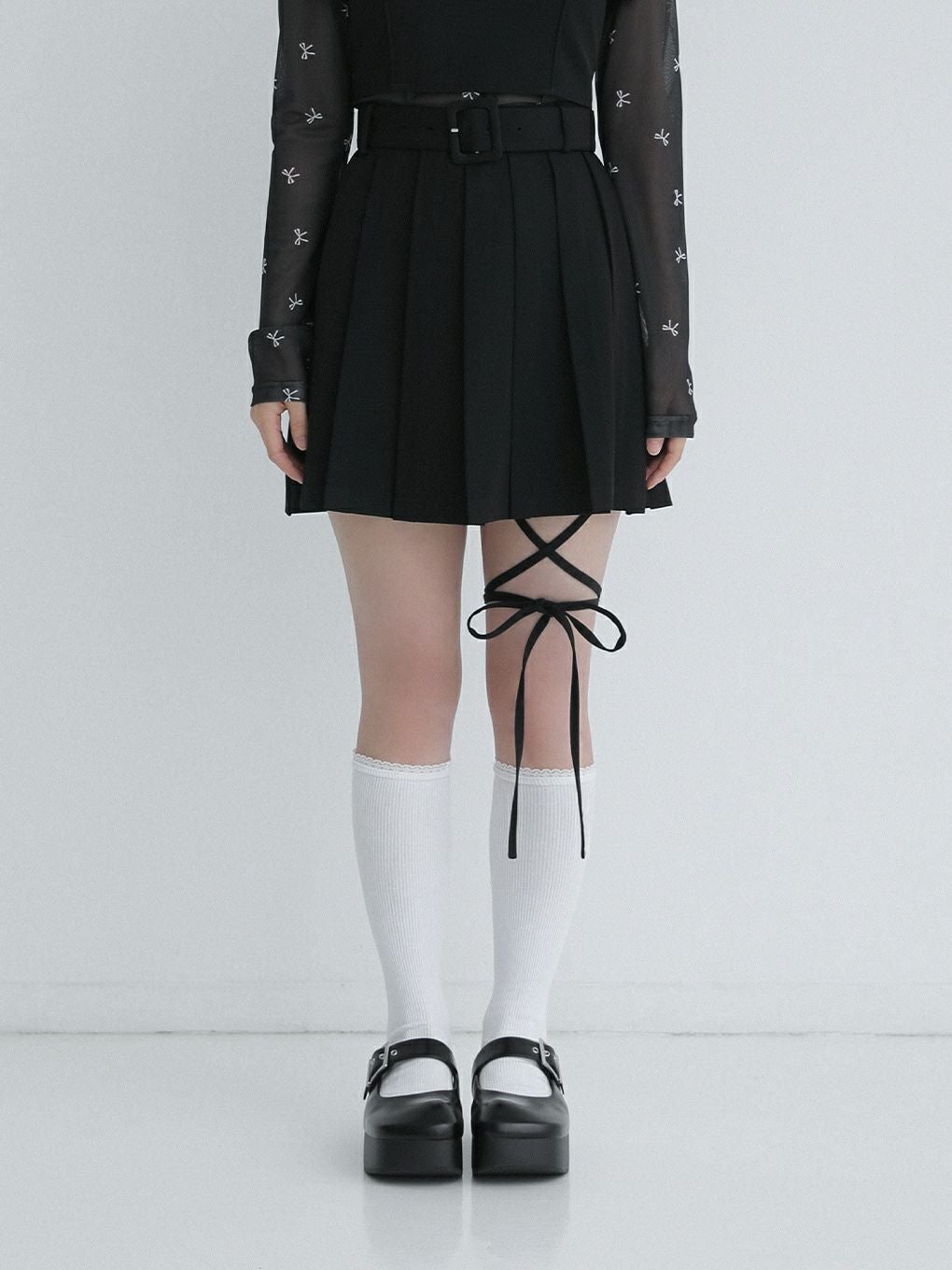 【BUBBLES】リボンプリーツスカパン