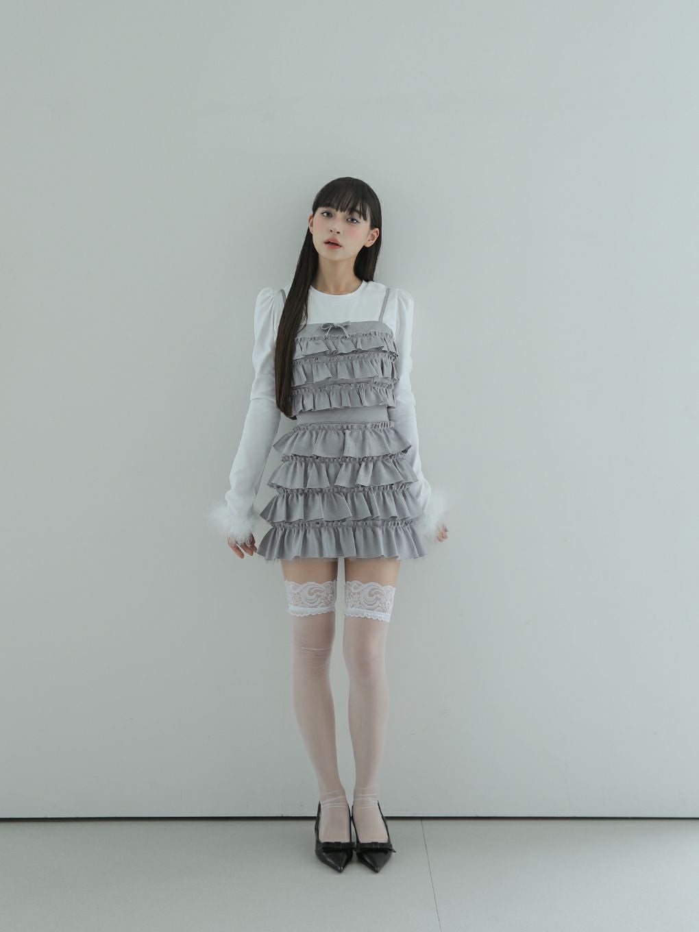 【BUBBLES】ジャガードフリルビスチェ