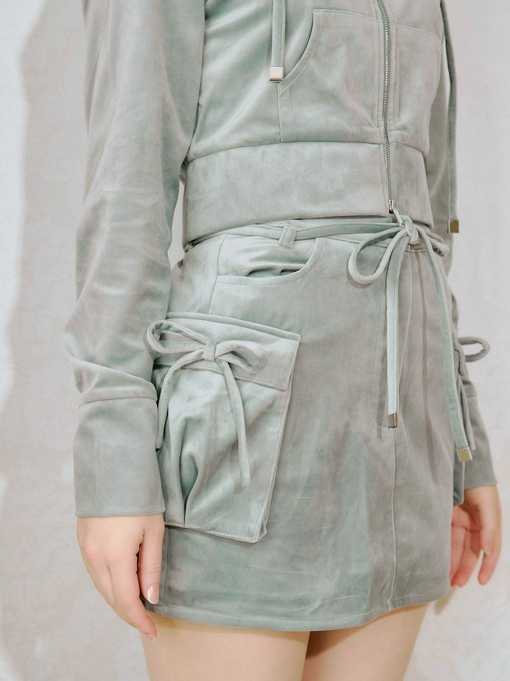 【BUBBLES】ファーフードベルベットセットアップ