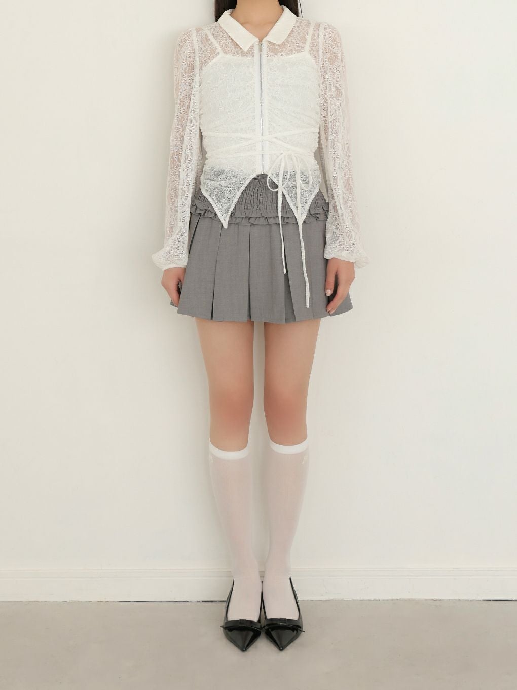 【BUBBLES】レースギャザーブラウス