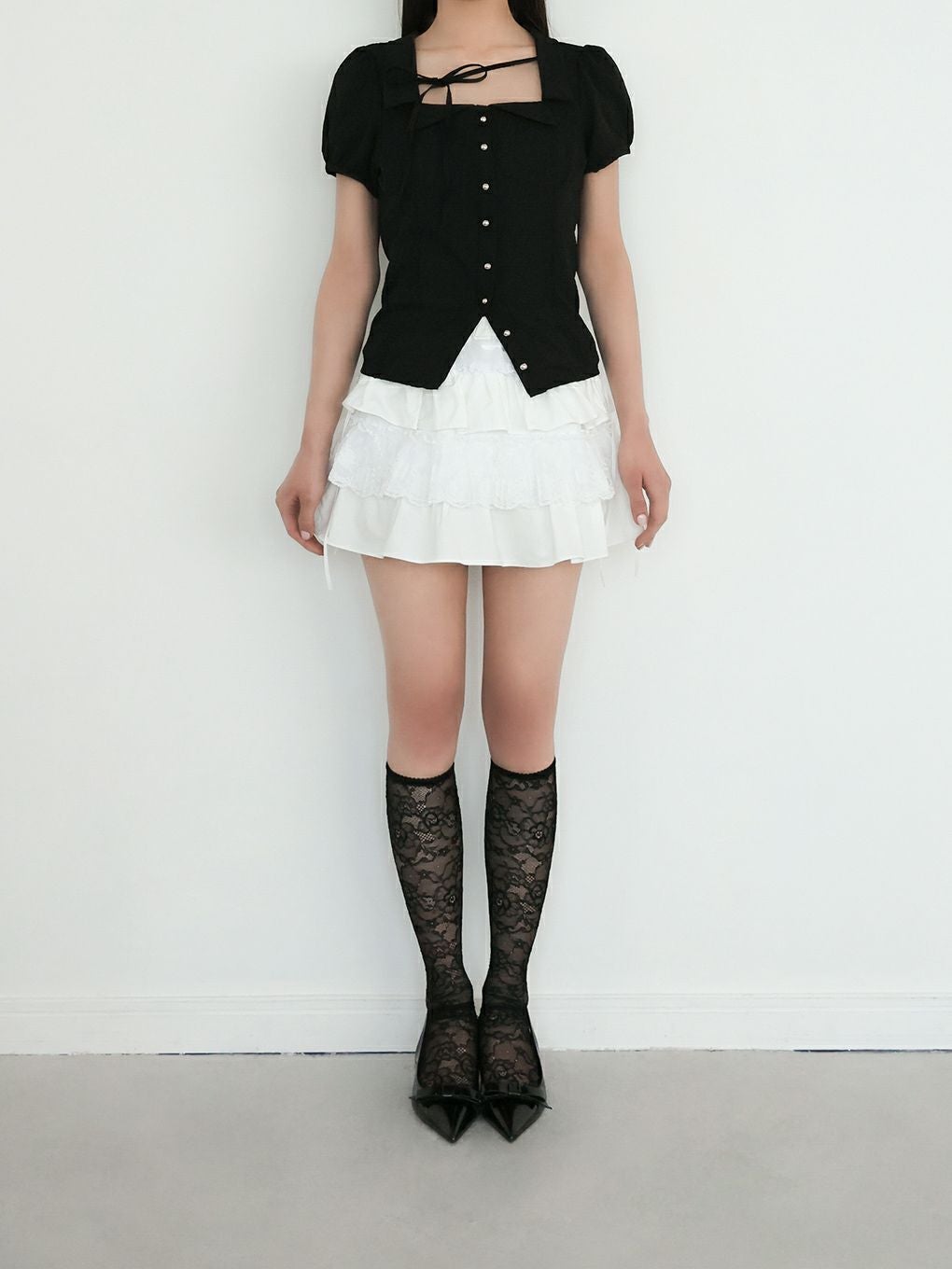 【BUBBLES】スクエアリボンブラウス