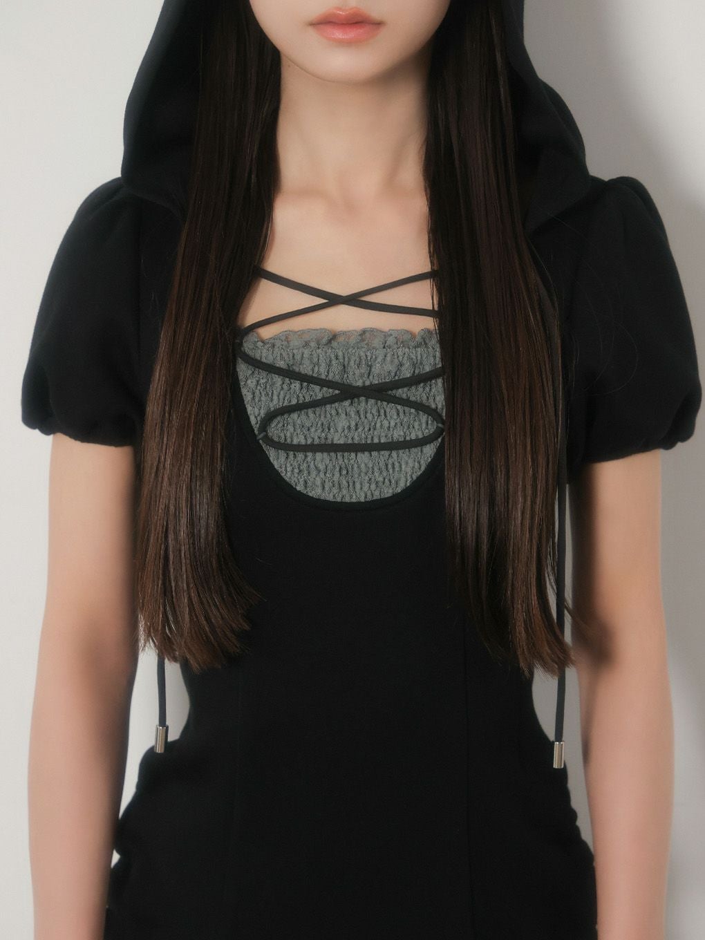 【BUBBLES】レースアップスウェットワンピース