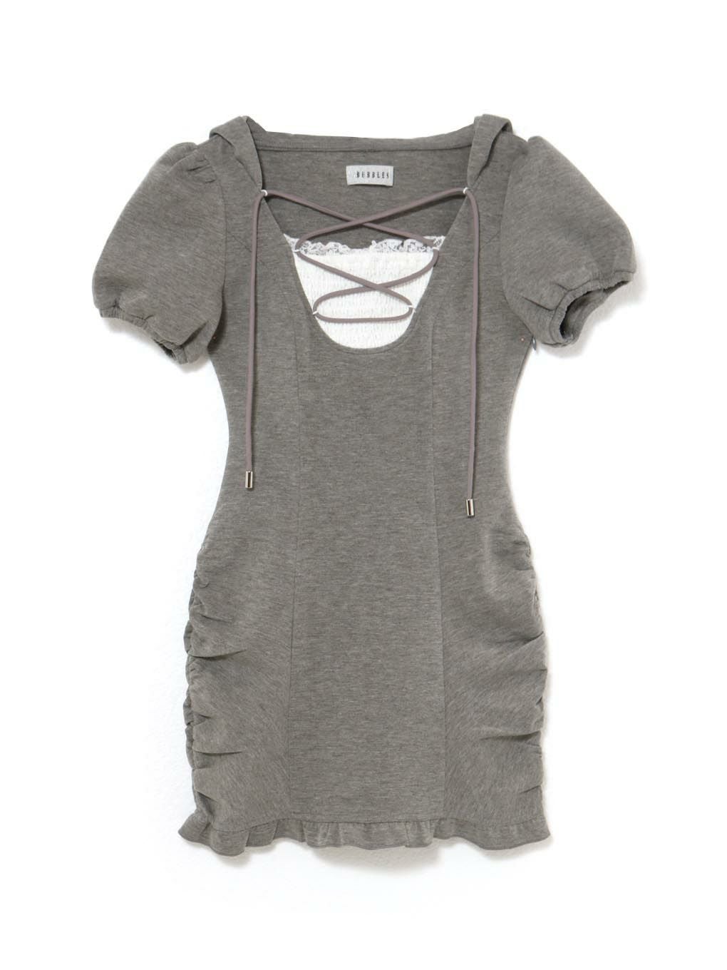 【BUBBLES】レースアップスウェットワンピース