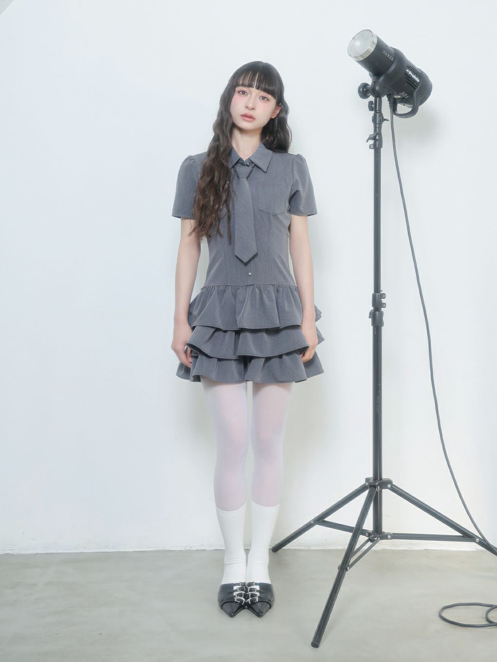 【BUBBLES】ネクタイティアードワンピース