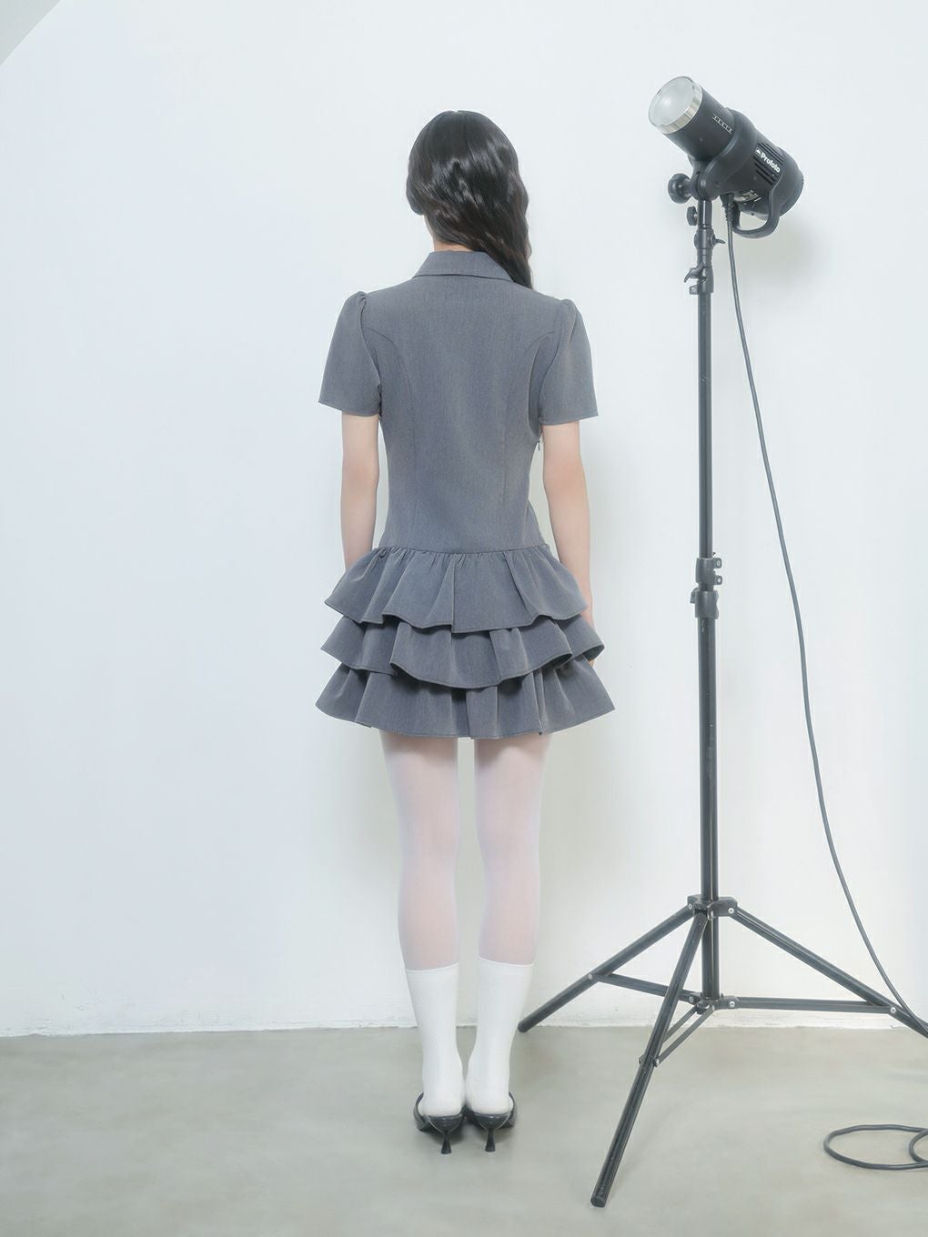 【bubbles】 コケットティアードワンピース グレー Mサイズ BUBBLES】コケットティアードワンピース | sparkling mall online store