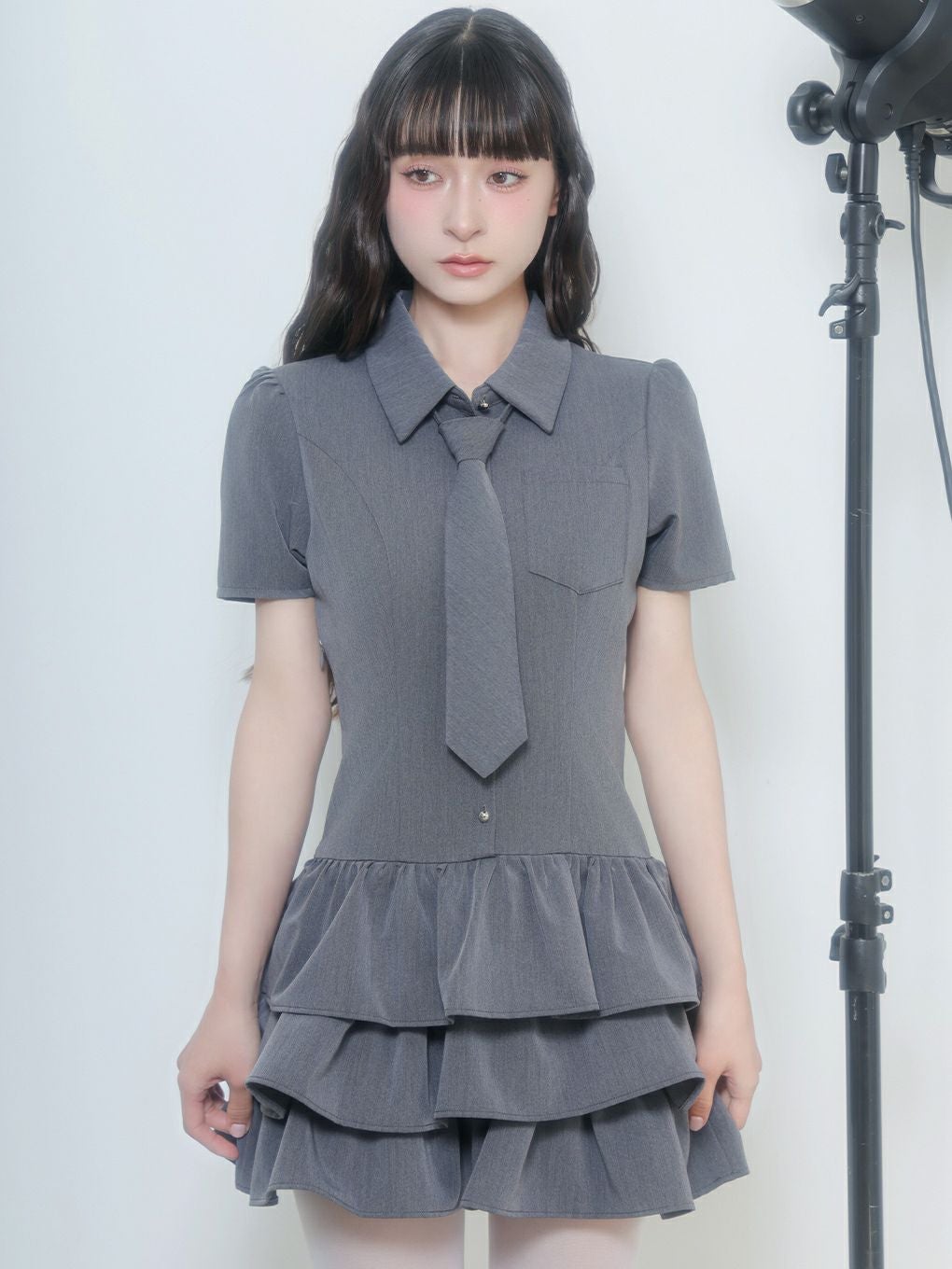 【BUBBLES】ネクタイティアードワンピース