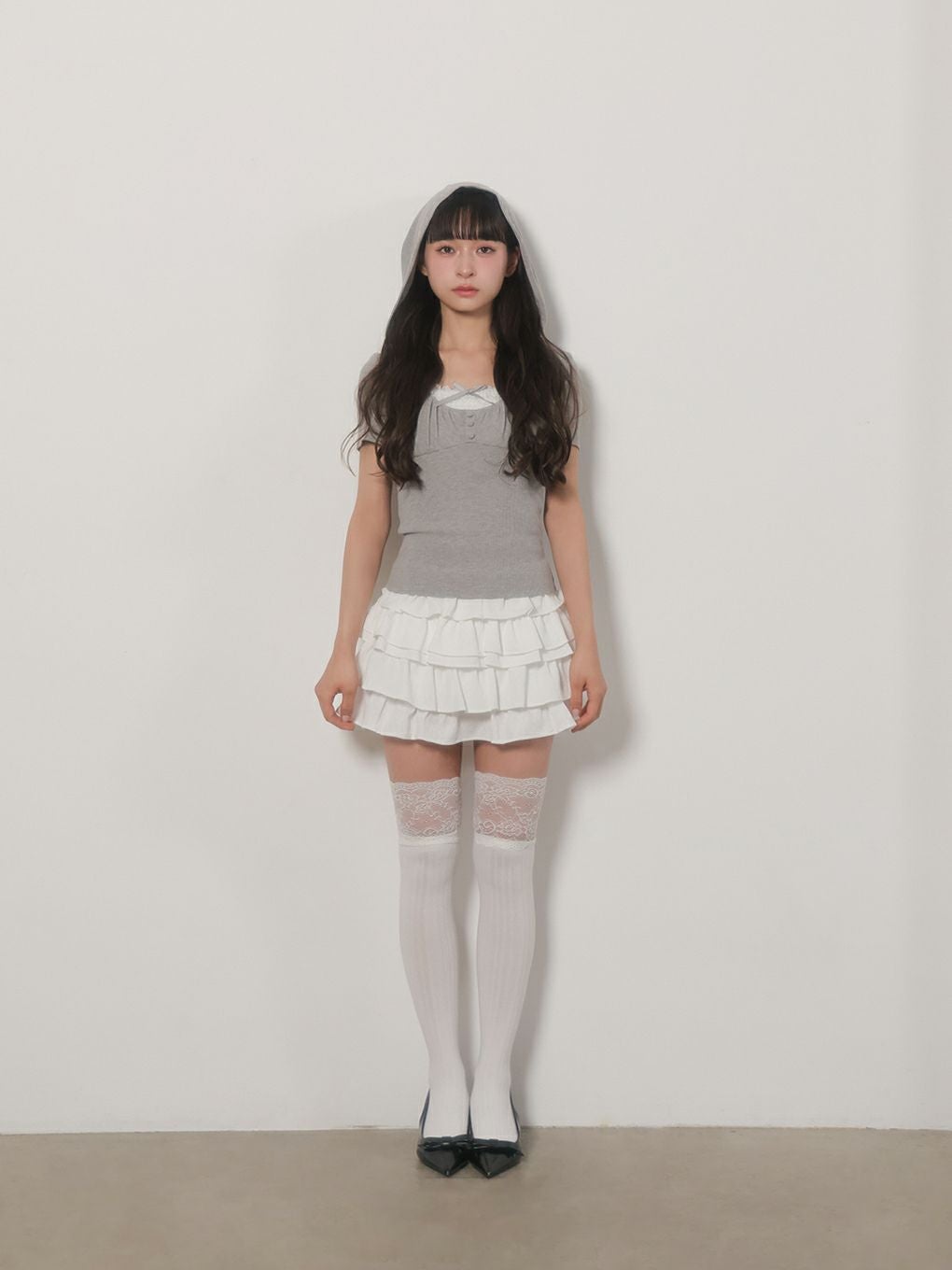 【BUBBLES】ガーリーフードトップス