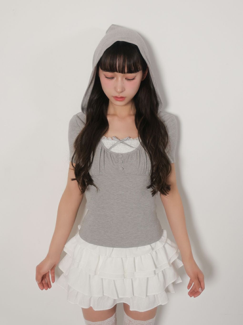 【BUBBLES】ガーリーフードトップス