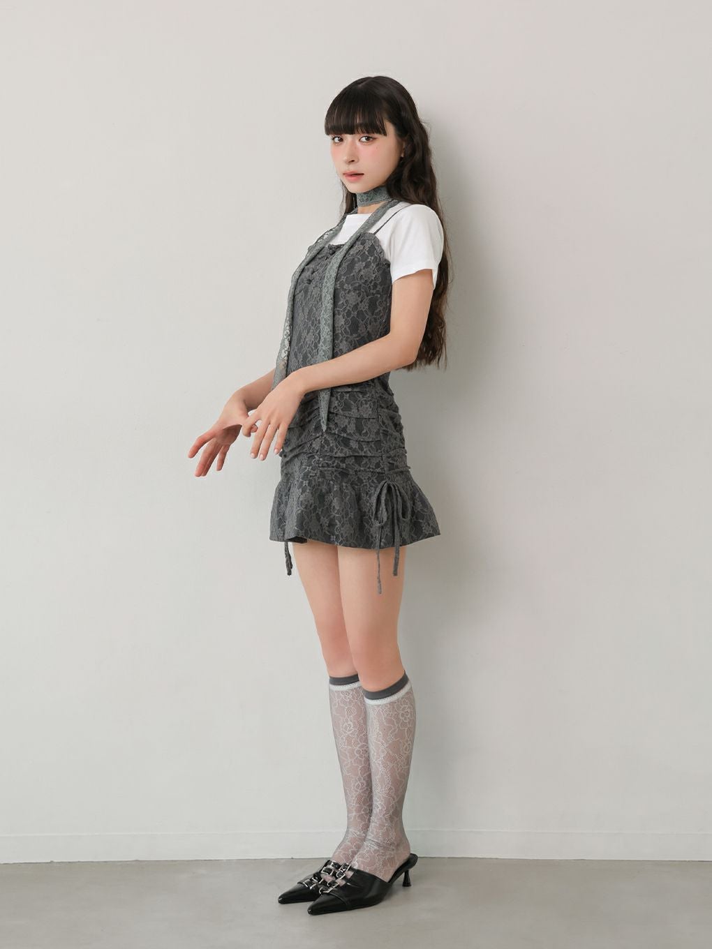 【BUBBLES】レースギャザーワンピース