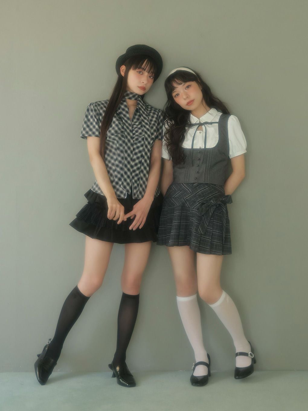 【BUBBLES】リボンベストレイヤードブラウス