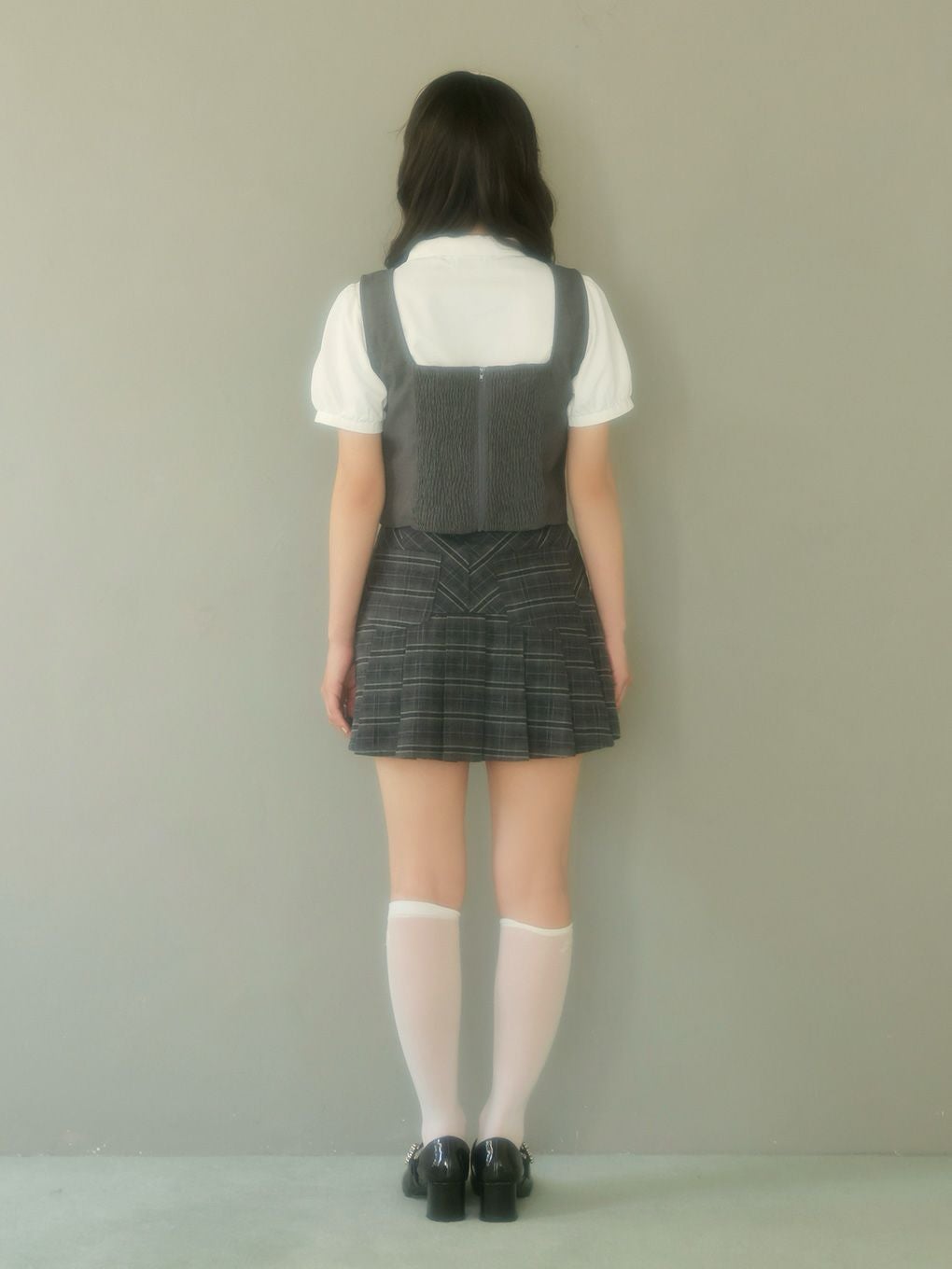 【BUBBLES】リボンベストレイヤードブラウス