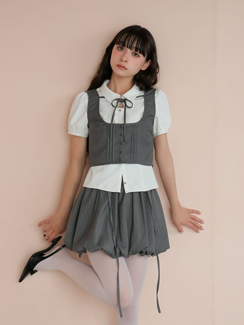BUBBLES】リボンベストレイヤードブラウス | sparkling mall online store