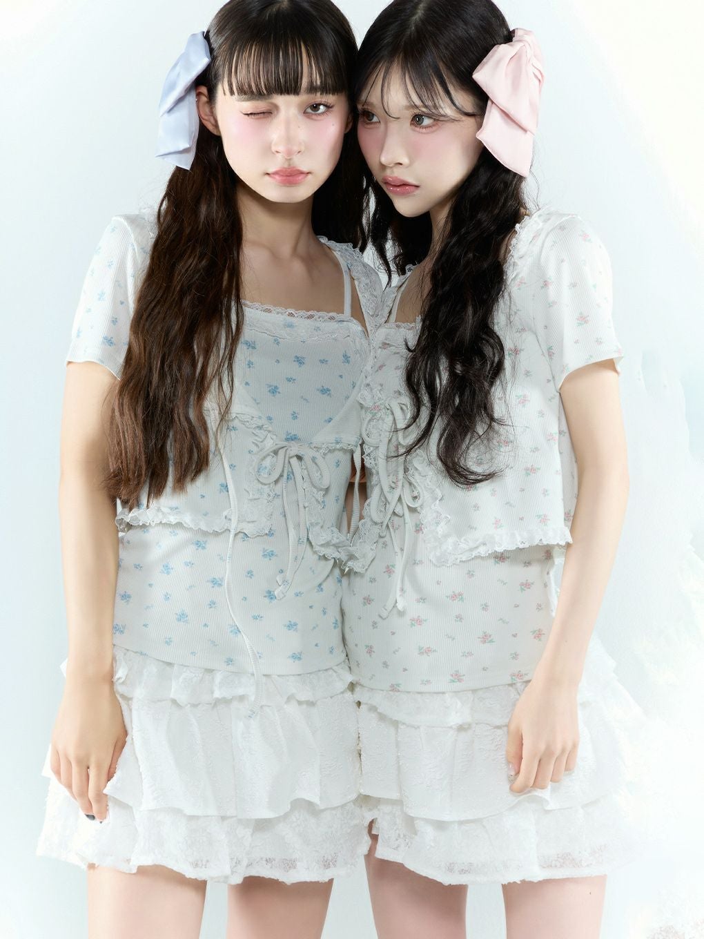 【BUBBLES】フラワーリブアンサンブル