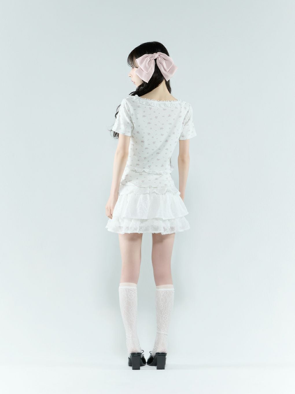 【BUBBLES】フラワーリブアンサンブル