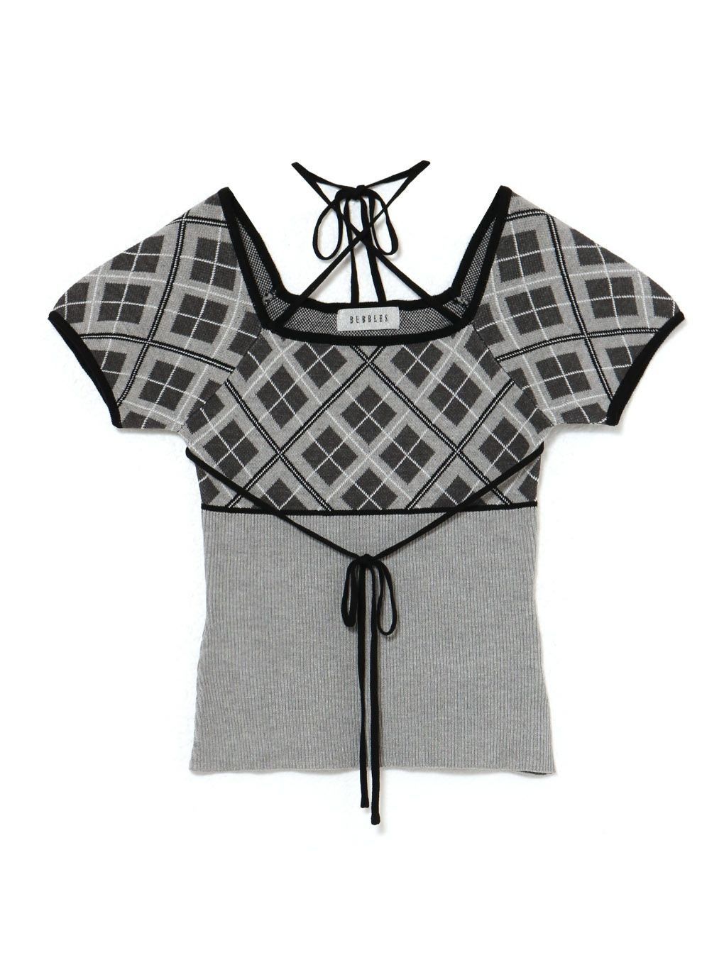 【BUBBLES】チェックジャガードトップス