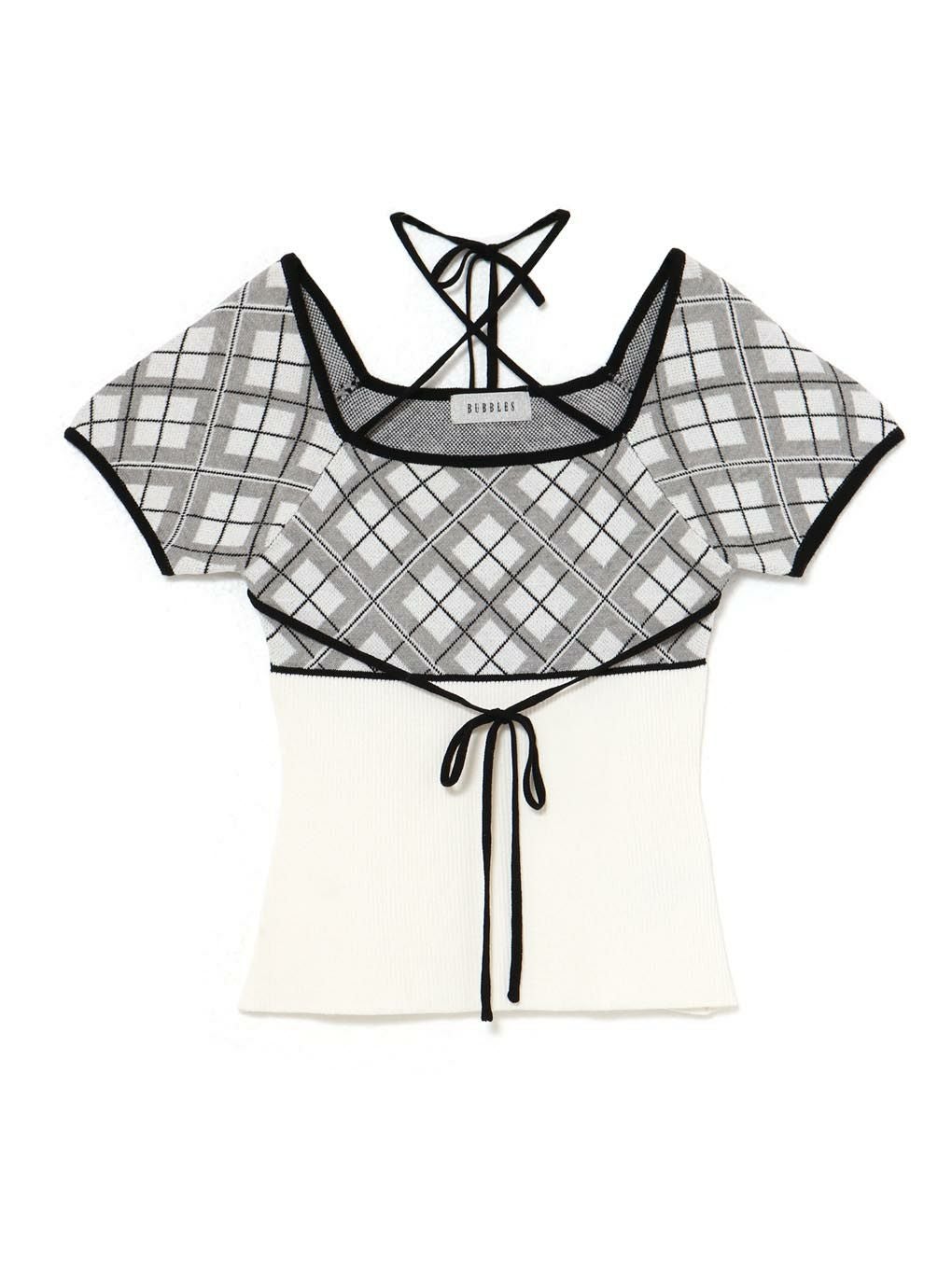 【BUBBLES】チェックジャガードトップス