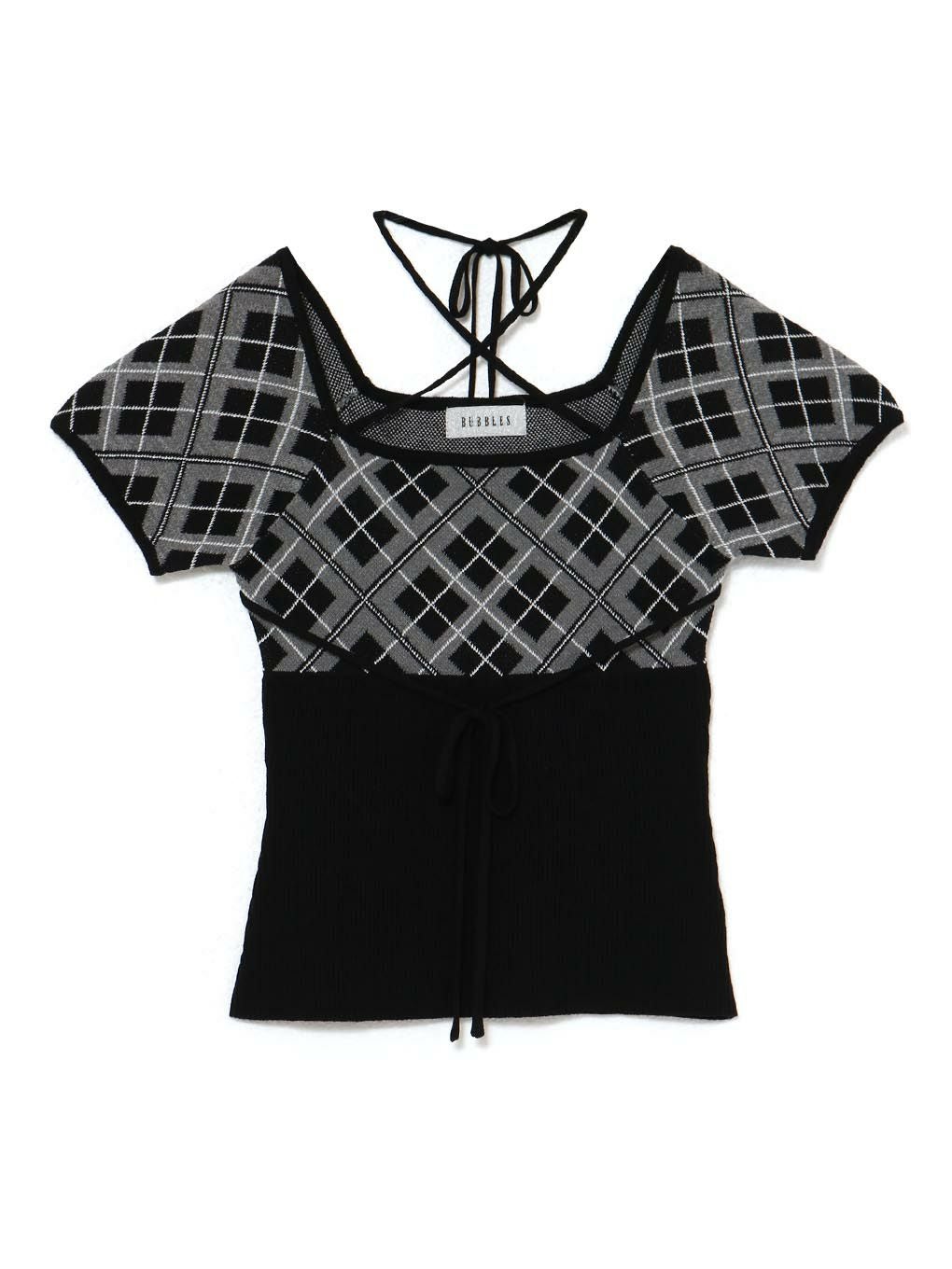 【BUBBLES】チェックジャガードトップス