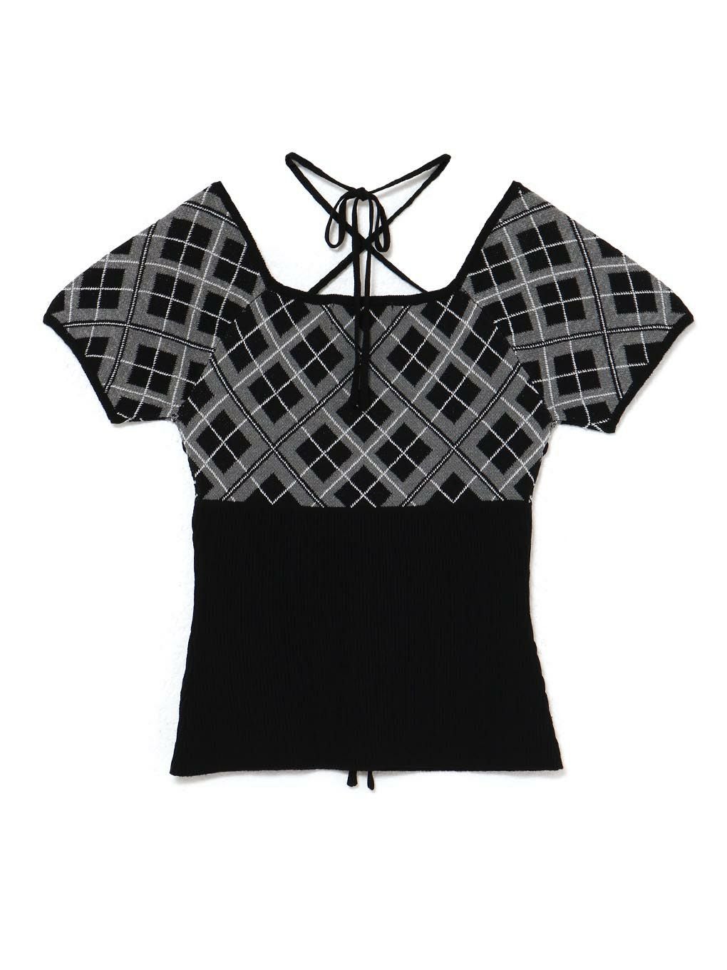 【BUBBLES】チェックジャガードトップス