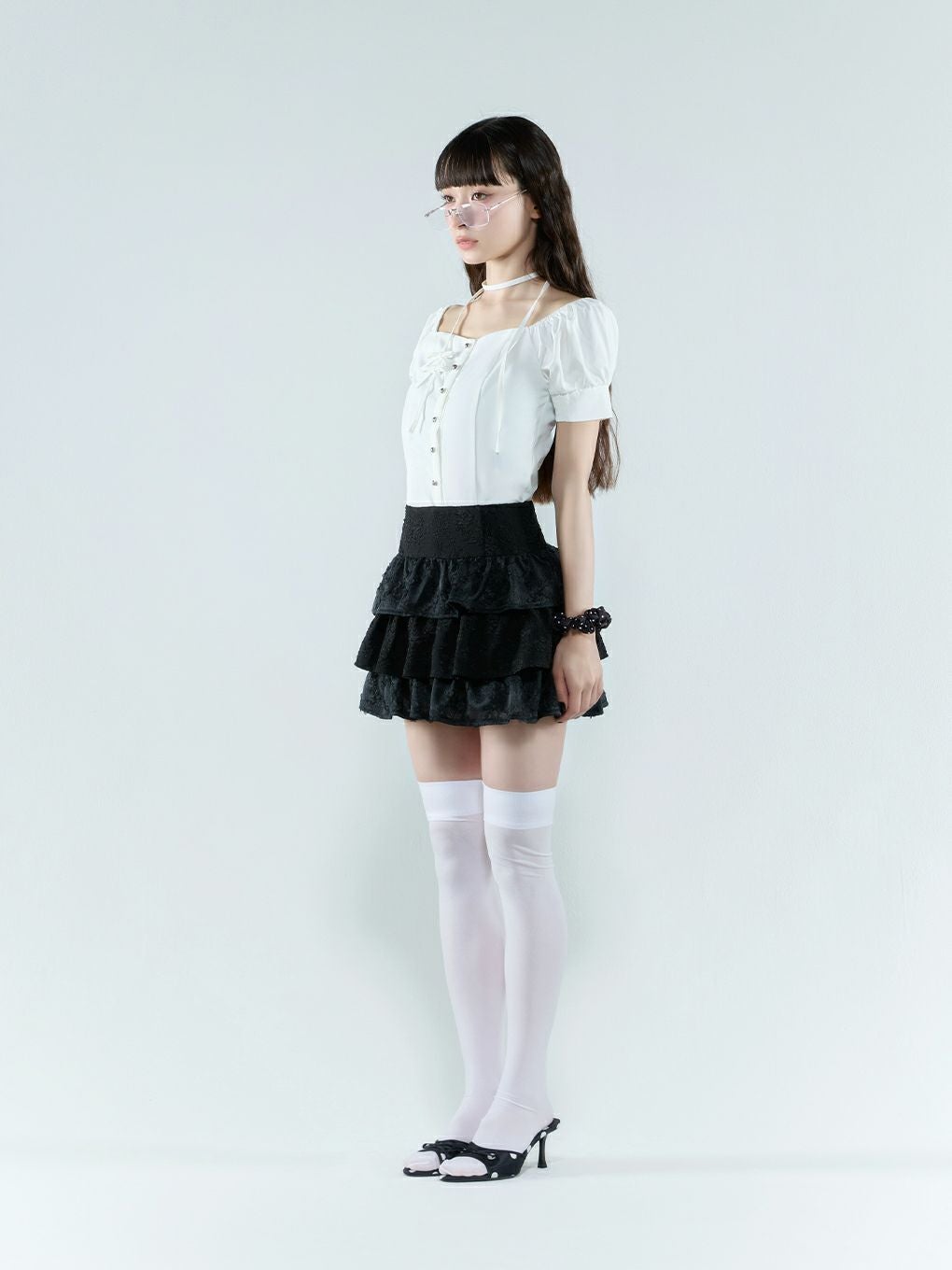 【BUBBLES】スクエアリボンブラウス