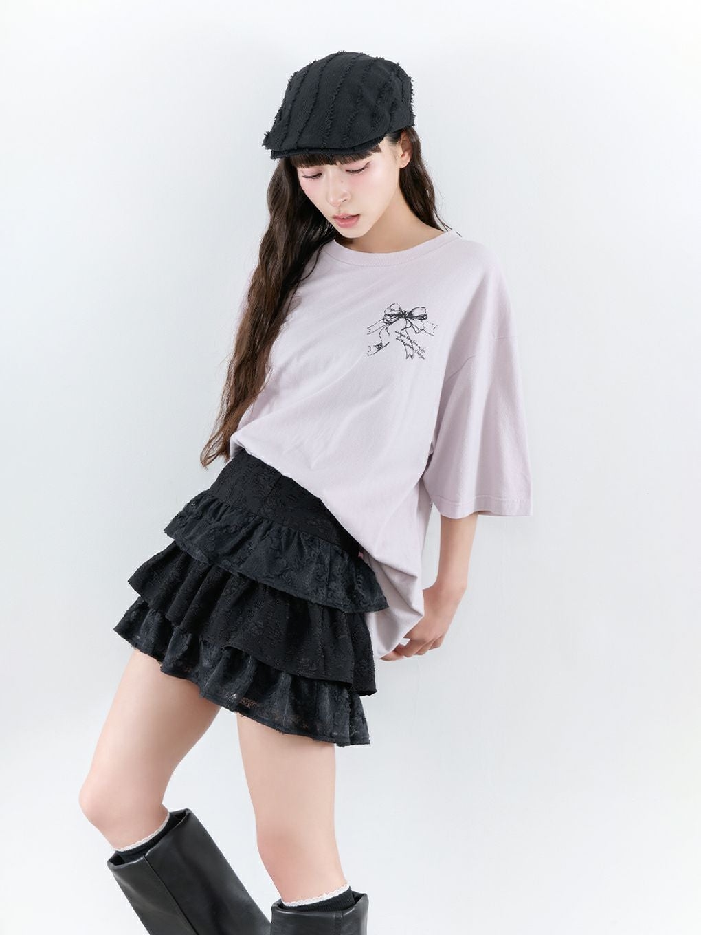 【BUBBLES】ジャガードレースカンカンスカート