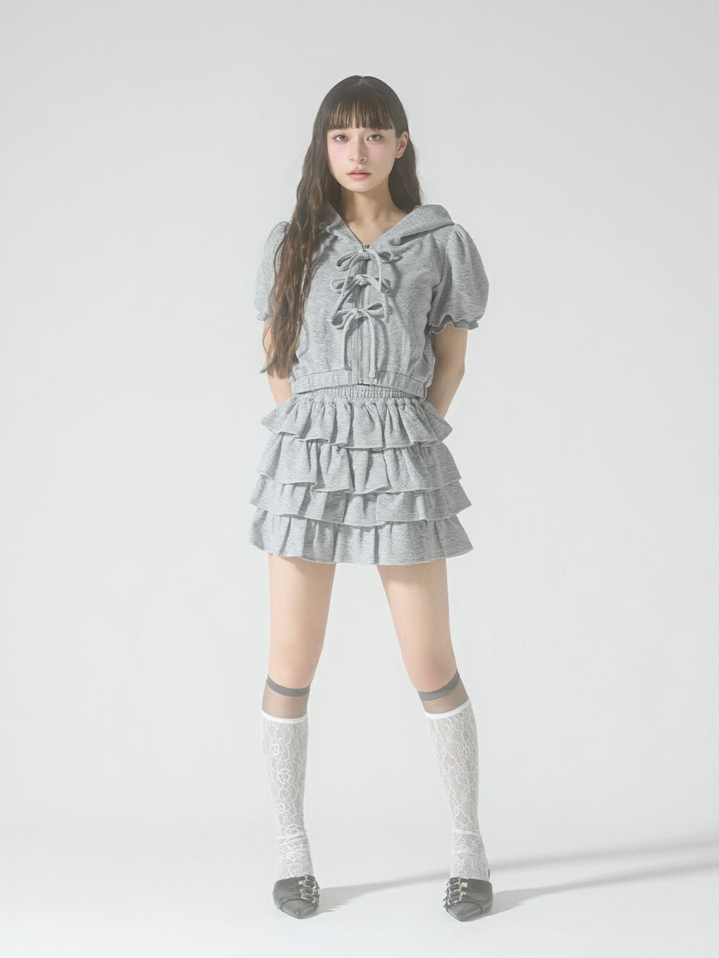 【BUBBLES】ジャガードリボンパーカー