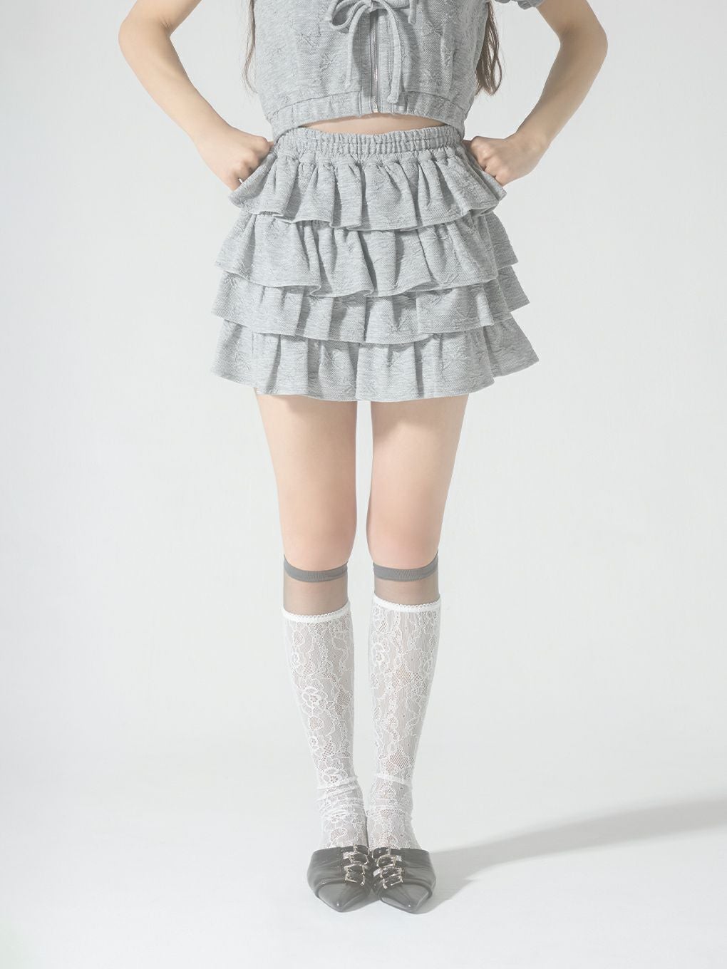 【BUBBLES】ジャガードティアードスカパン