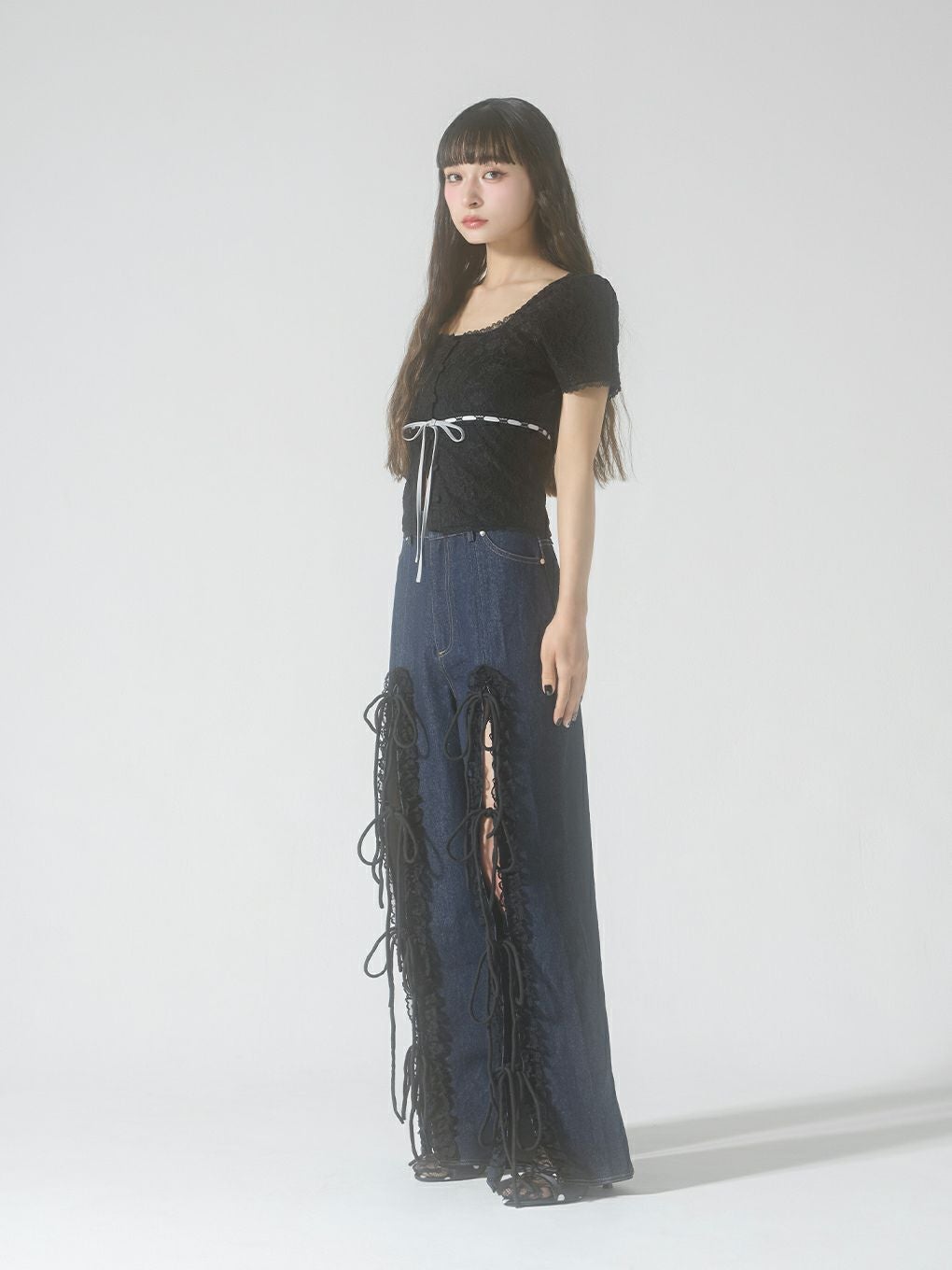 BUBBLES】レースリボンデニムパンツ | sparkling mall online store