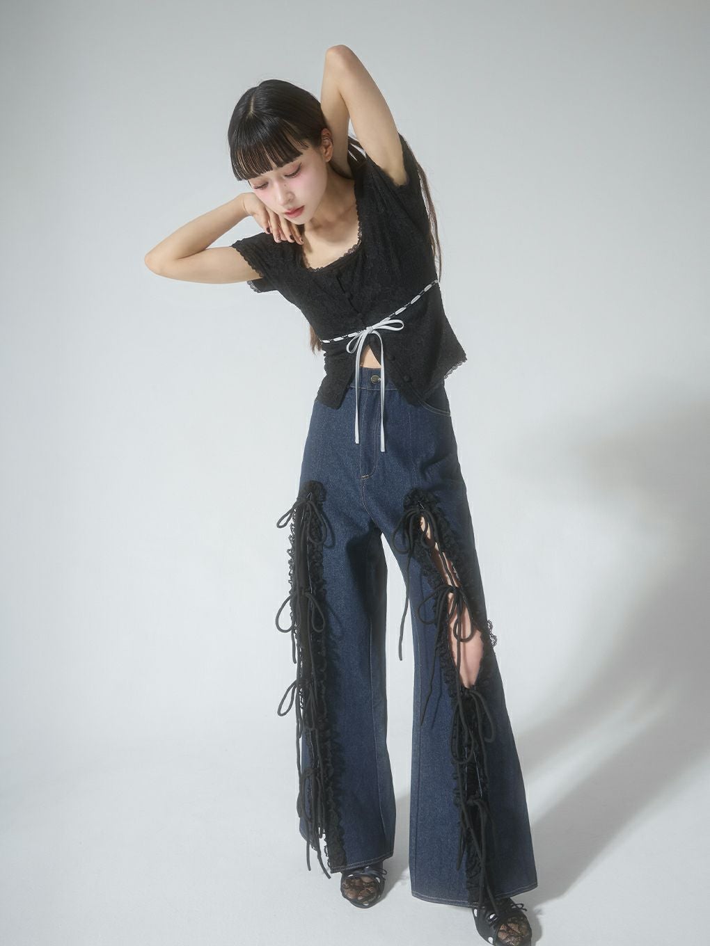 BUBBLES】レースリボンデニムパンツ | sparkling mall online store