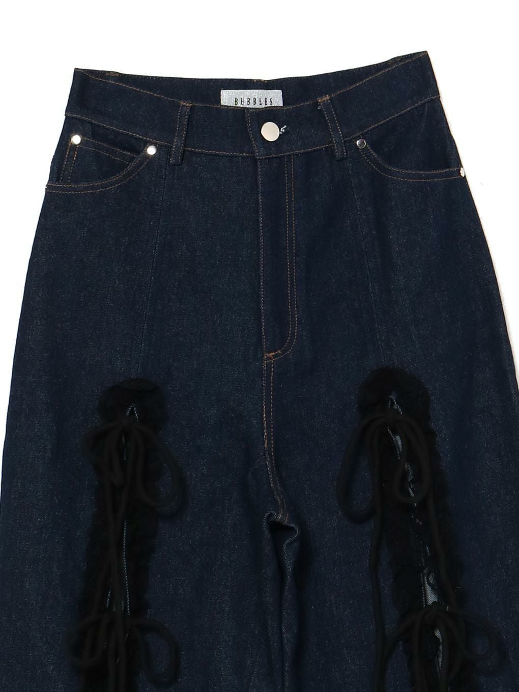 【BUBBLES】レースリボンデニムパンツ