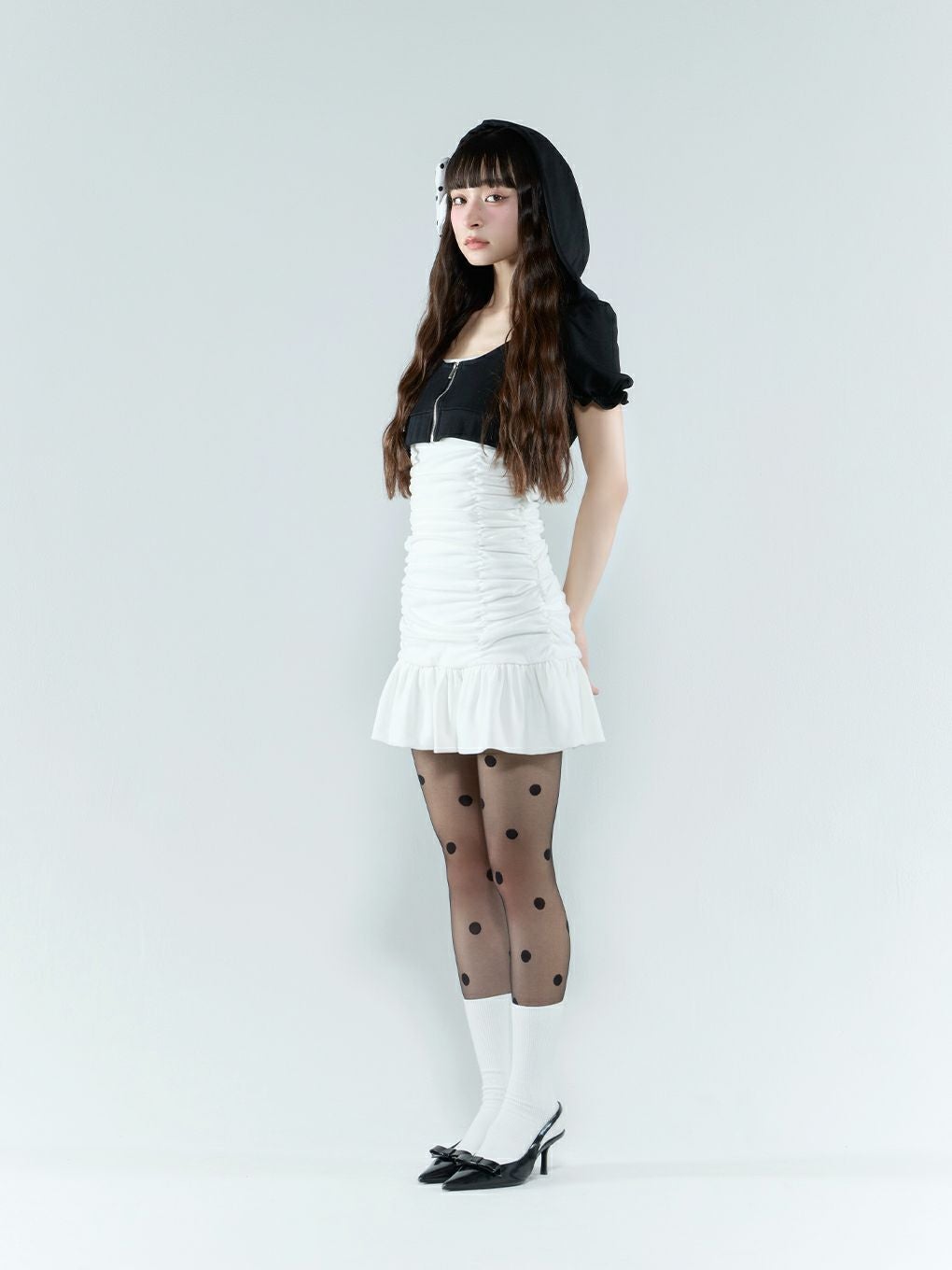 BUBBLES】ミニパーカーギャザーワンピース | sparkling mall online store