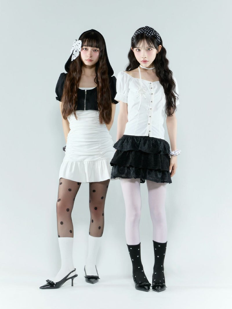 BUBBLES】ミニパーカーギャザーワンピース | sparkling mall online store
