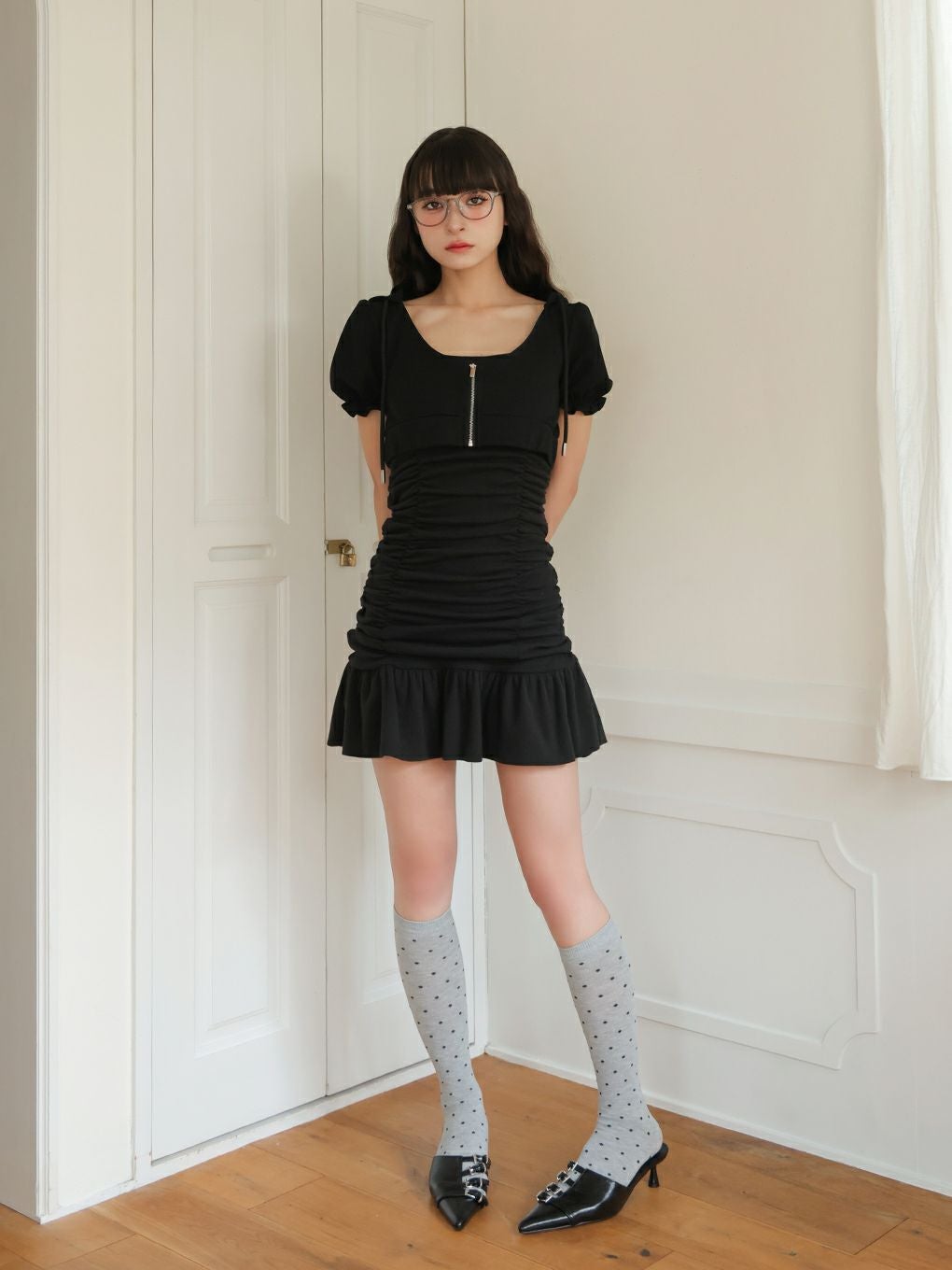 BUBBLES】ミニパーカーギャザーワンピース | sparkling mall online store
