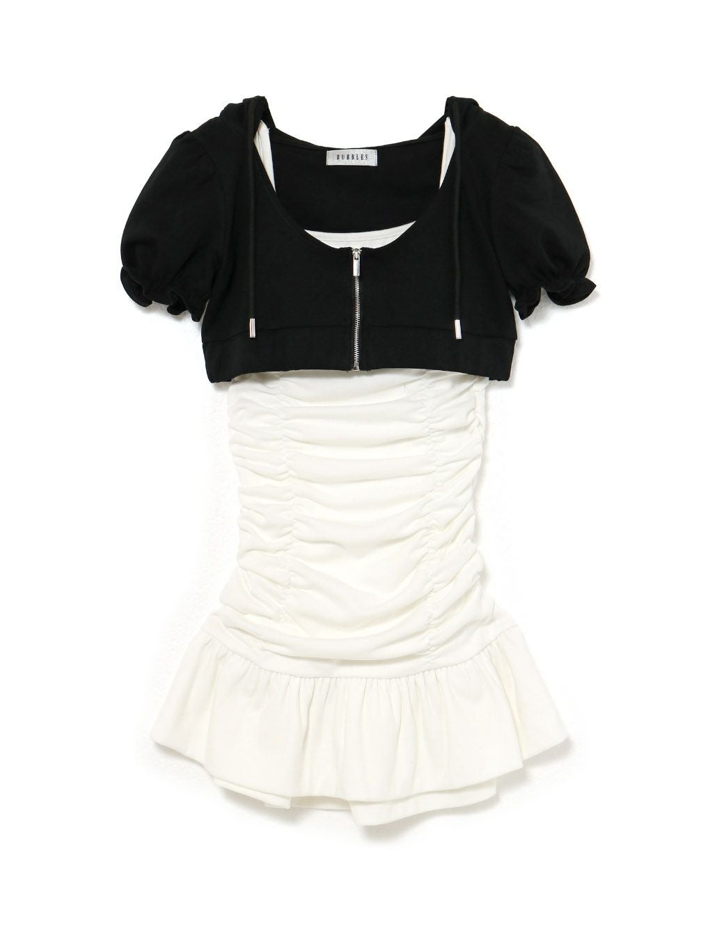 【BUBBLES】ミニパーカーギャザーワンピース