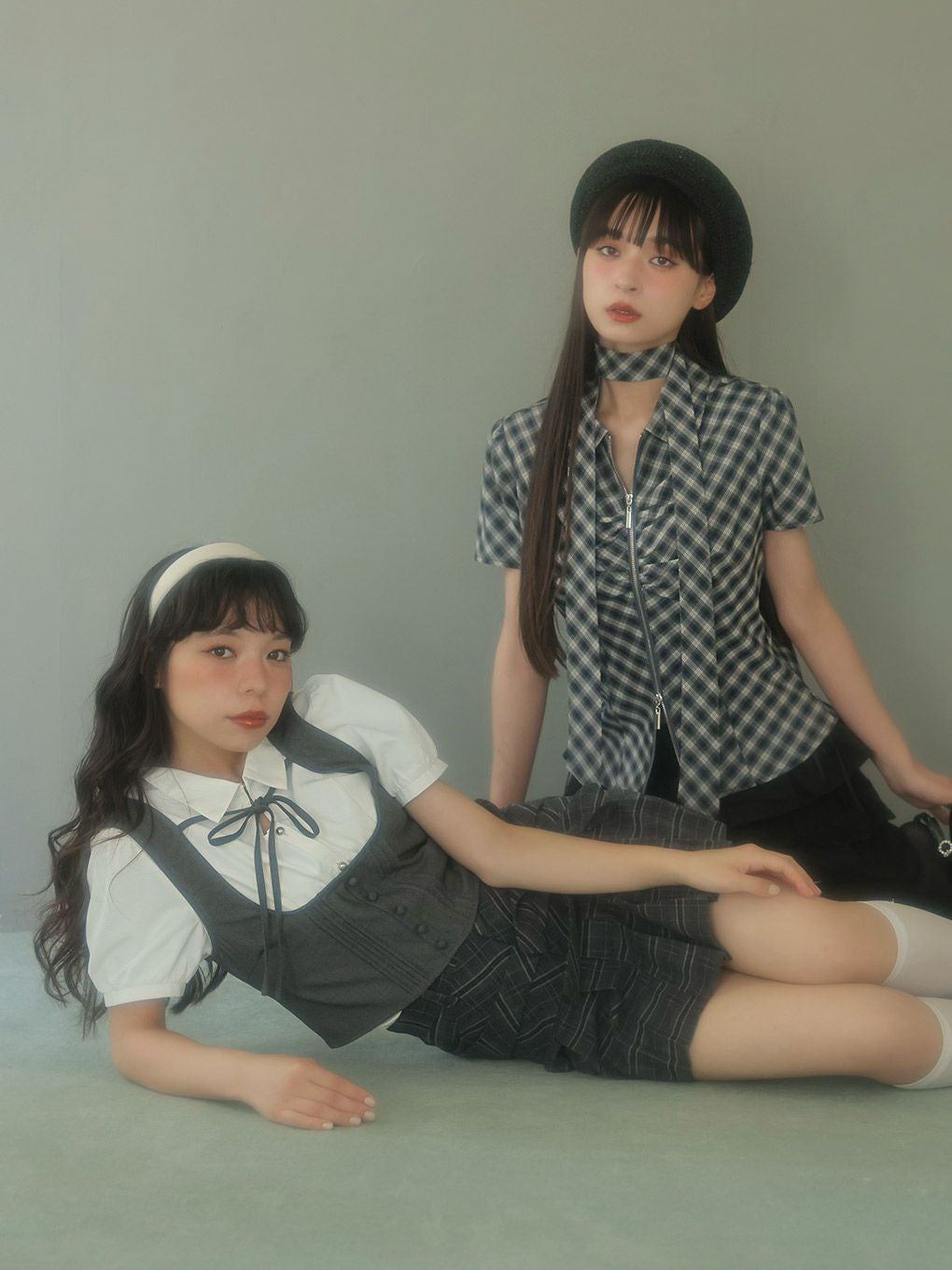 【BUBBLES】スカーフギャザーシャツトップス