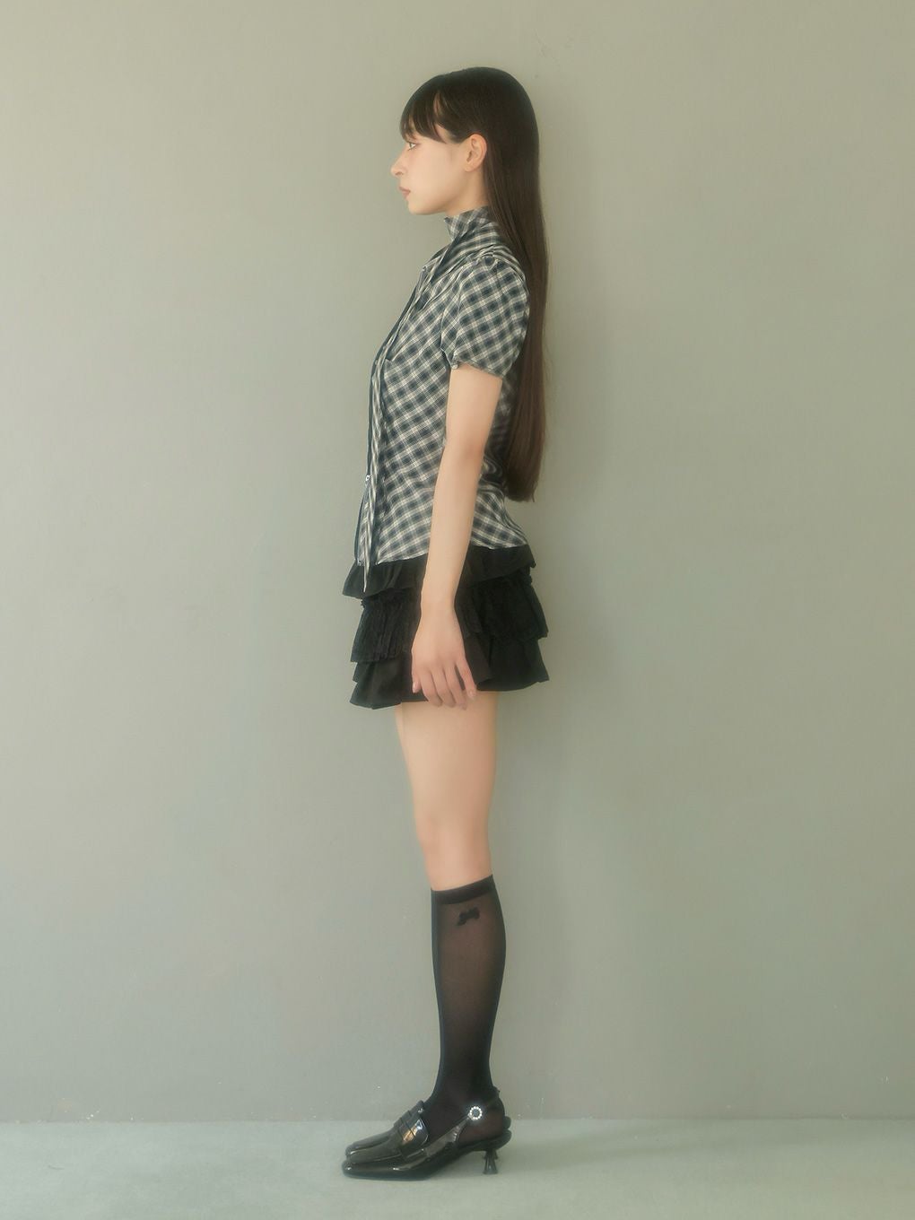 【BUBBLES】スカーフギャザーシャツトップス