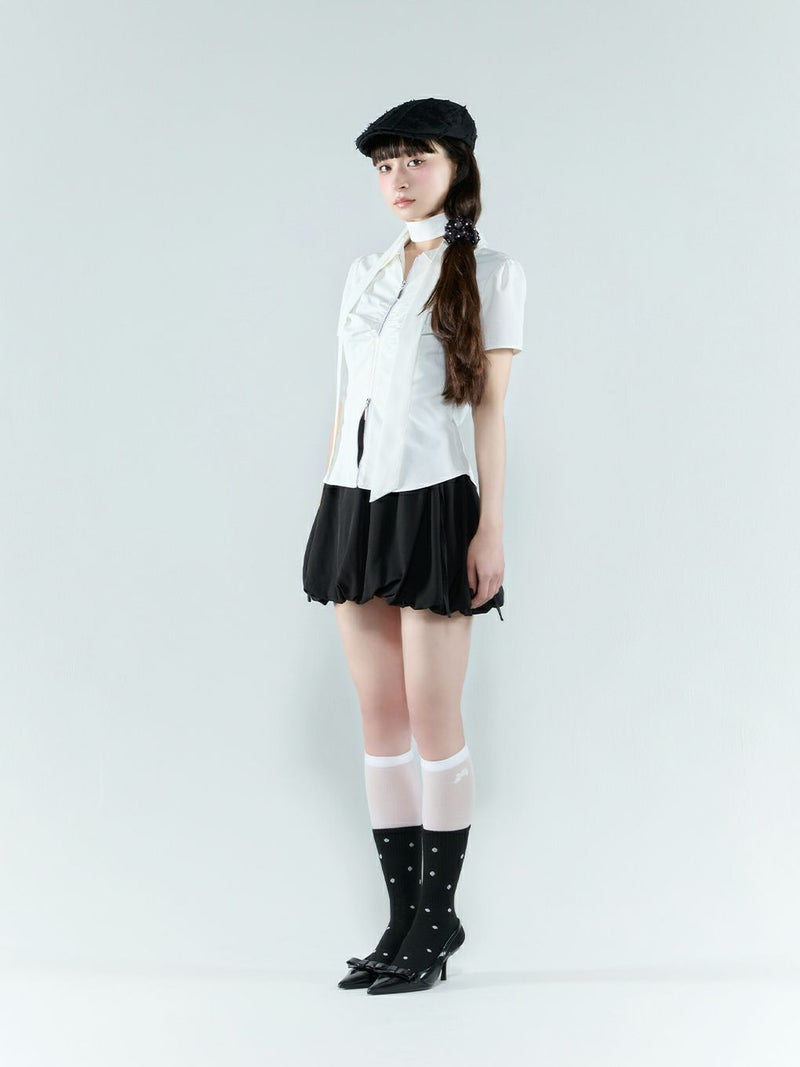 BUBBLES】スカーフギャザーシャツトップス | sparkling mall online store