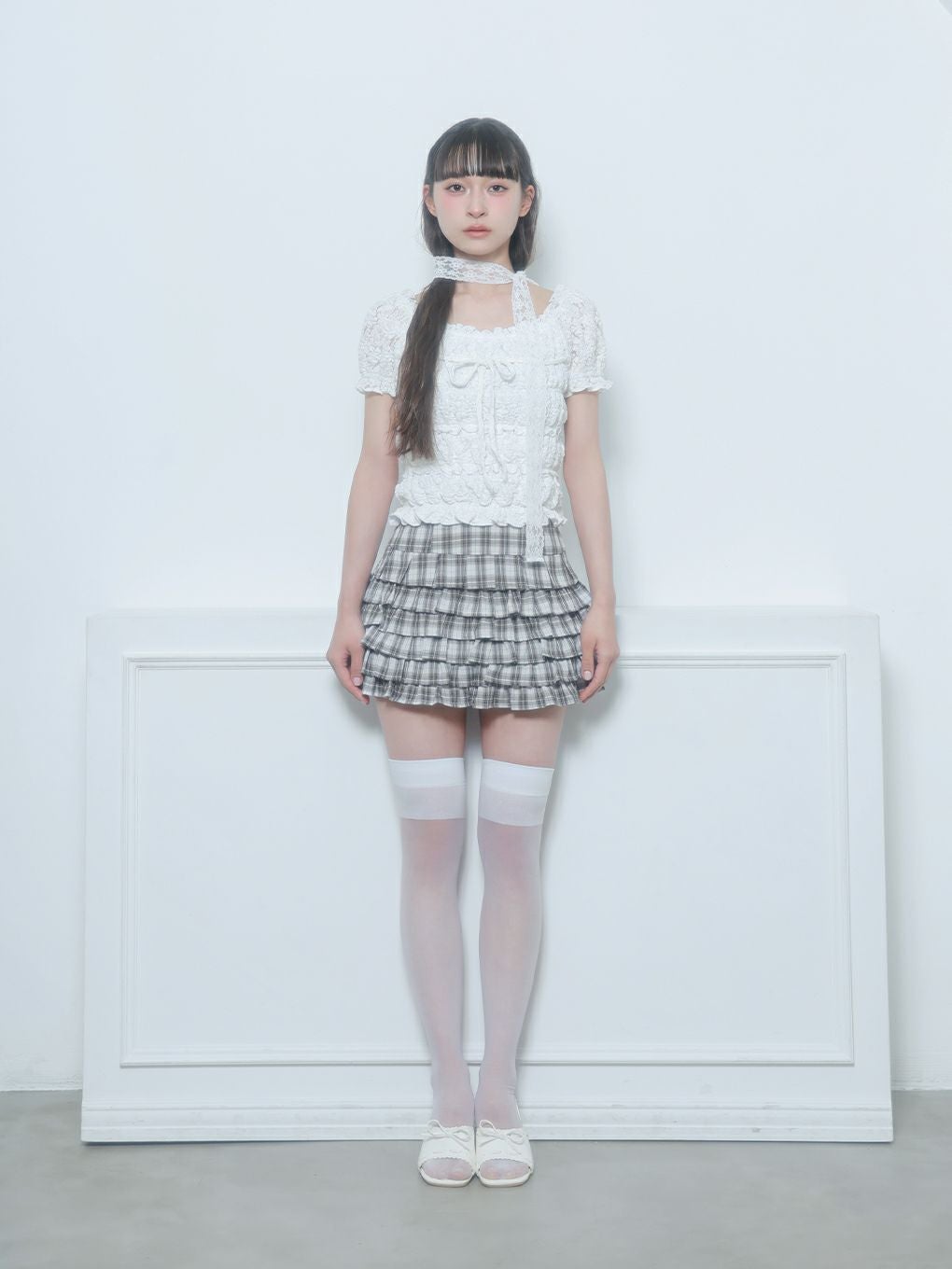 【BUBBLES】シャーリングリボントップス