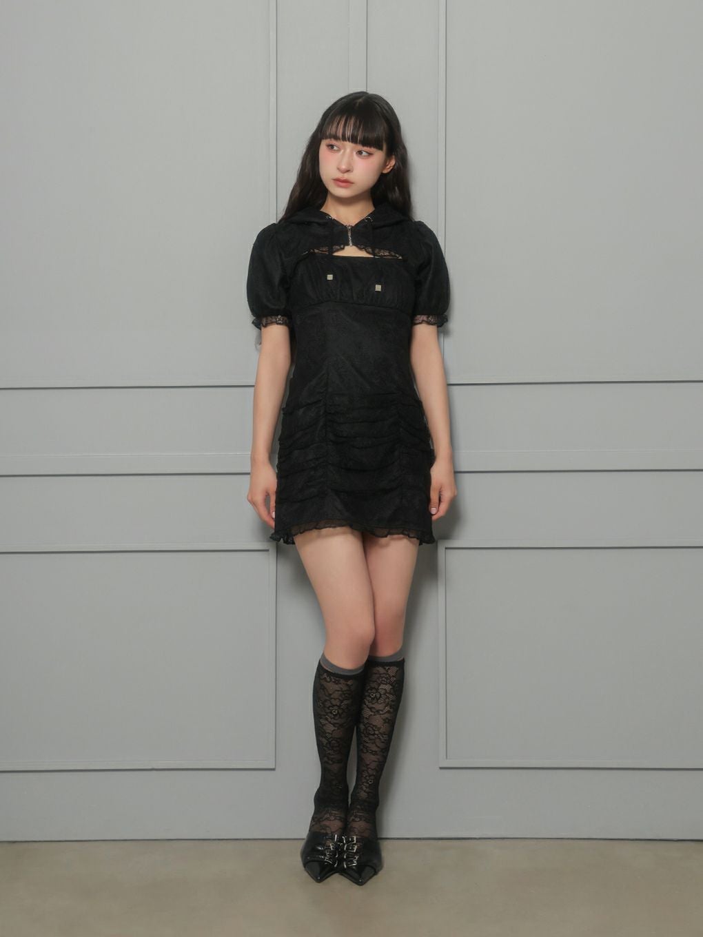 【BUBBLES】ギャザーパーカーワンピース