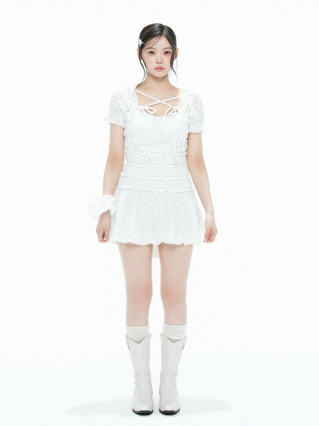 【BUBBLES】シャーリングリボンワンピース