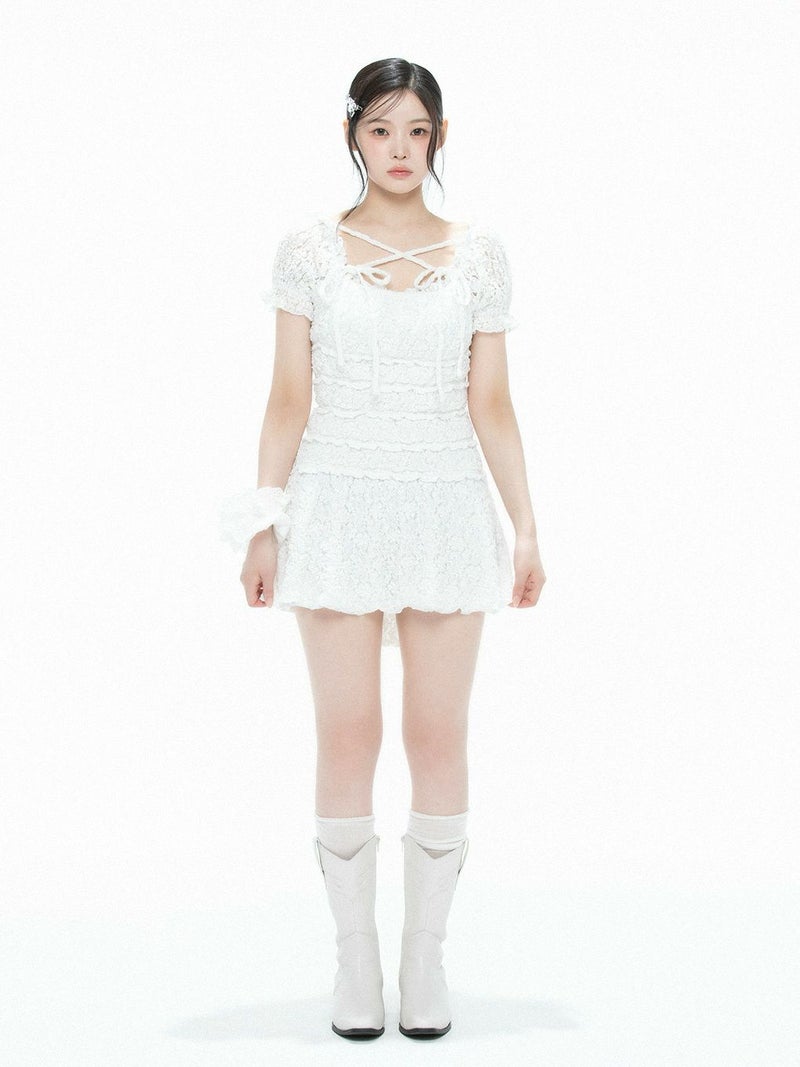 BUBBLES】シャーリングリボンワンピース | sparkling mall online store