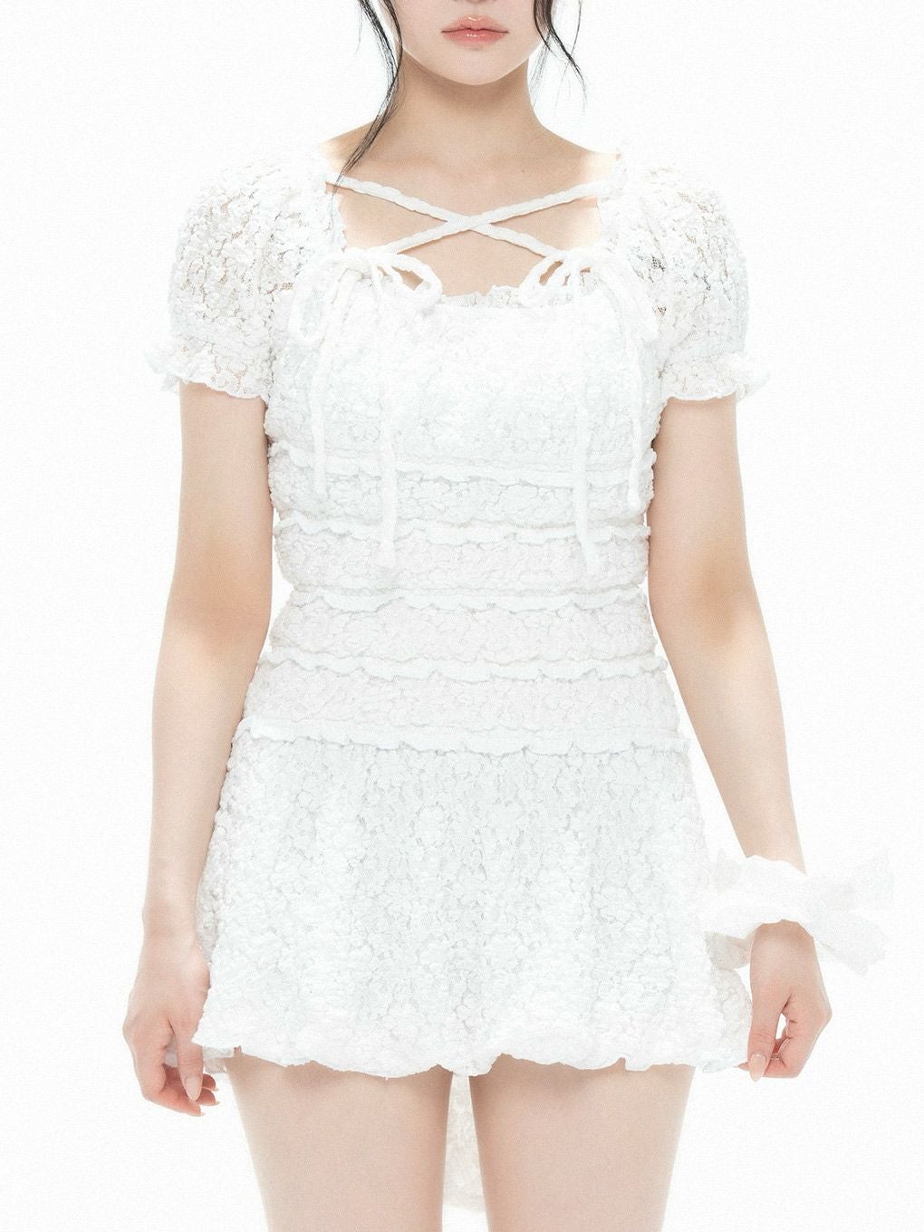 BUBBLES】シャーリングリボンワンピース | sparkling mall online store